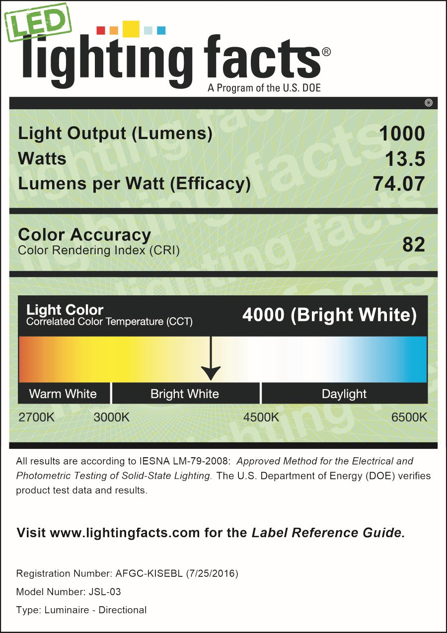Topele 13.5W Led Flood Light, Waterproof Ip65, 1000Lm, Adjustable Head, Etl Listed,