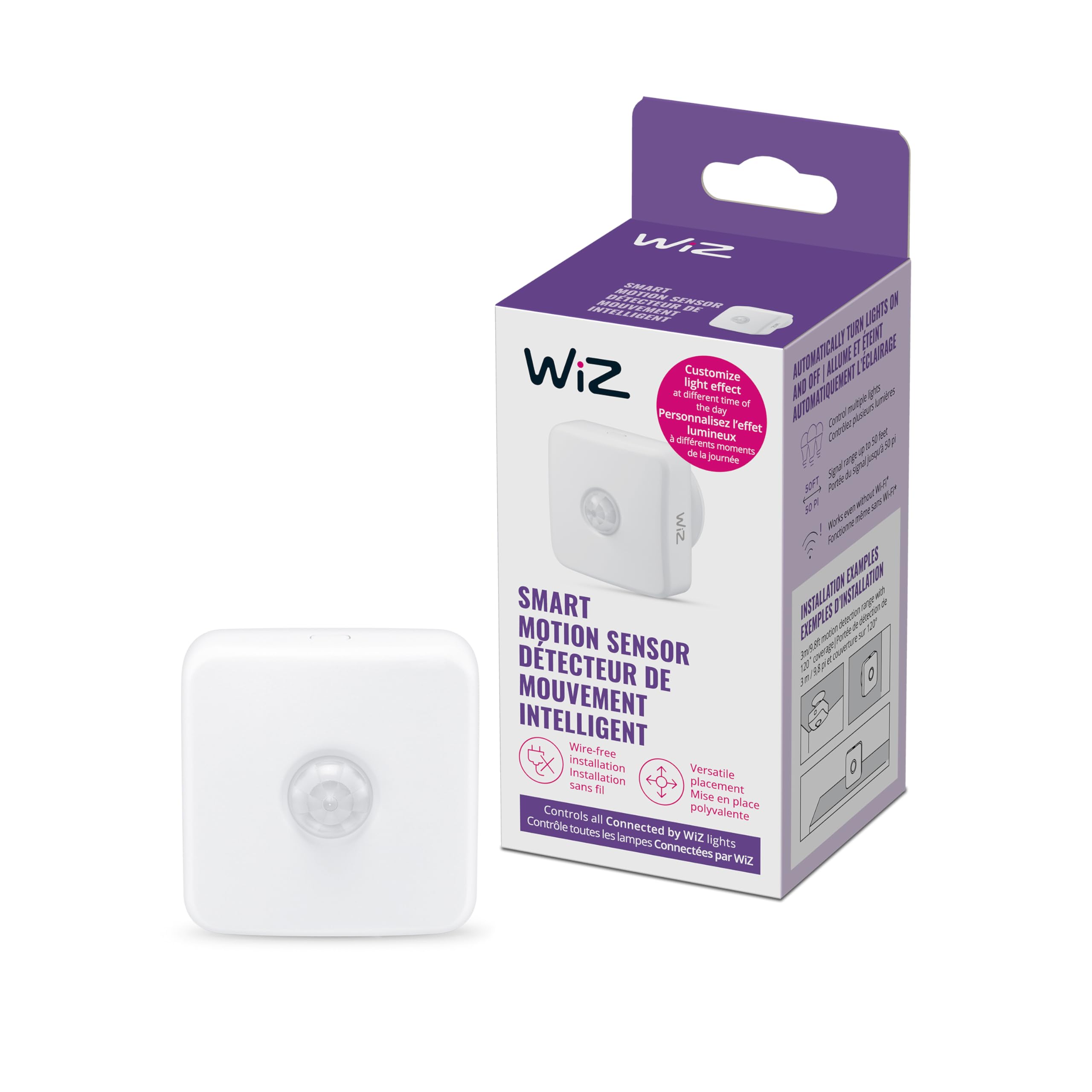 WiZ Indoor Motion Sensor - Connects to Your Wi-Fi- Works with WiZ Connected Products - Smart Motion Sensor - Batteries Included