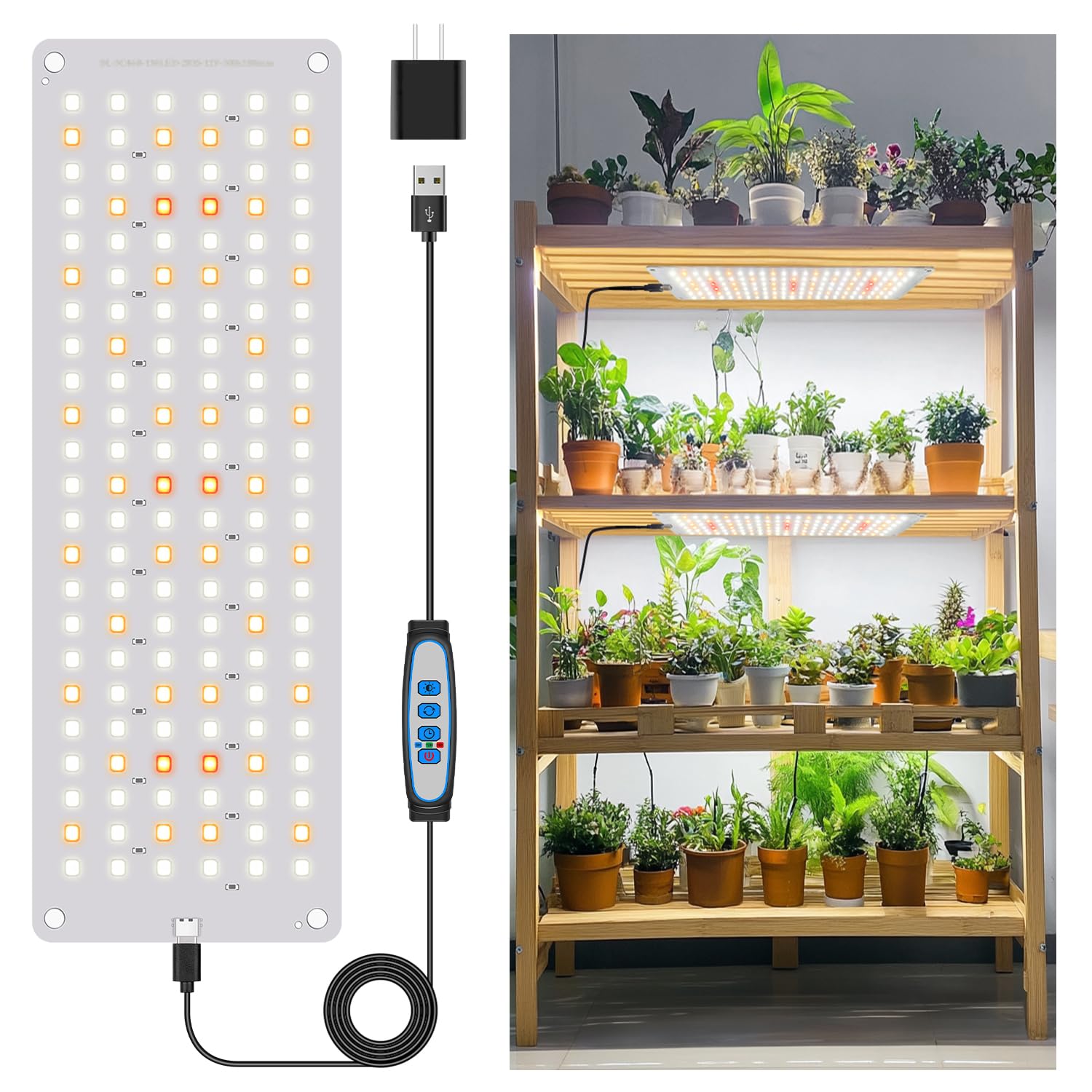 Aumtrly Grow Lights for Indoor Plants, Full Spectrum Under Shelf Plant Lights for Growing Seedling, Light and Thin 138 LED Grow 