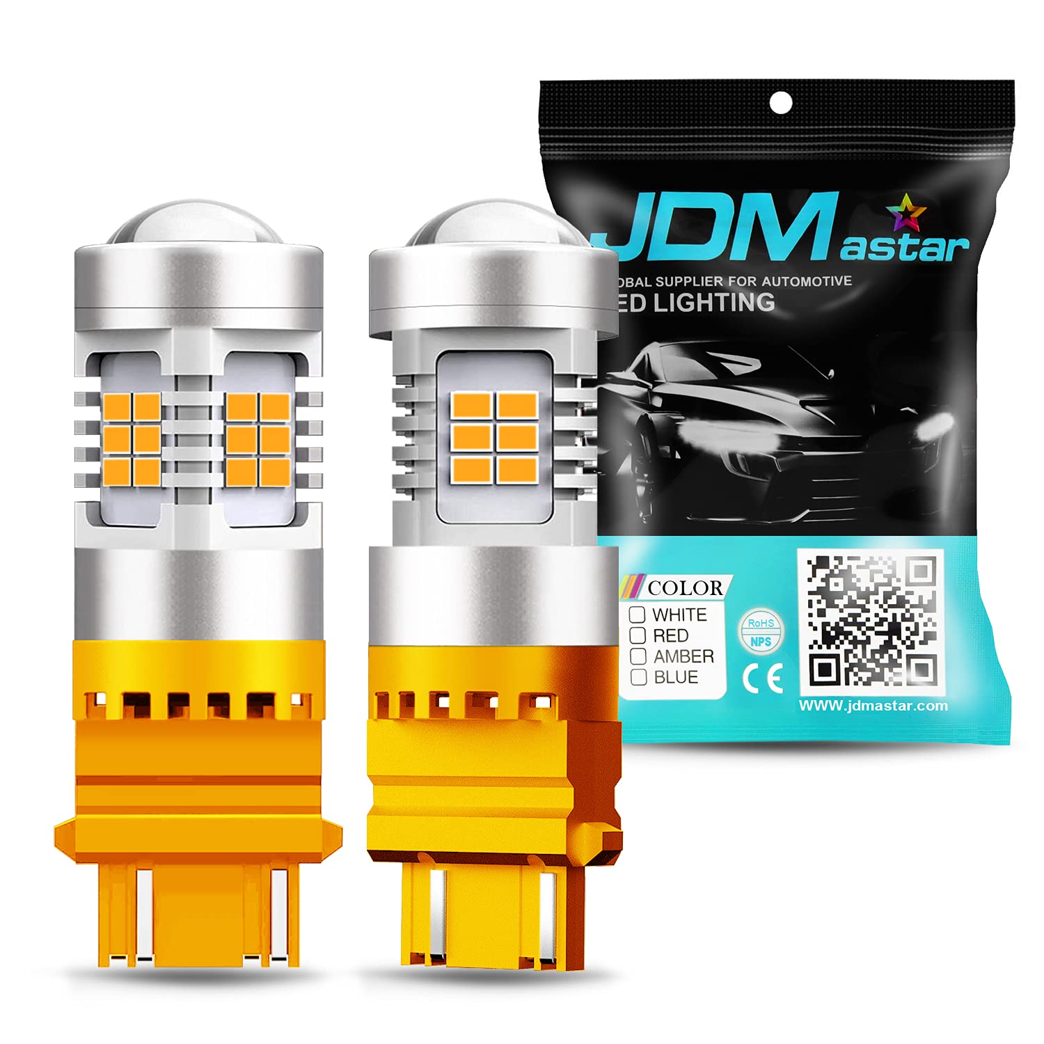 JDM ASTAR Extremely Bright PX Chips 3057 3156 3157 4057 4157 Amber Yellow Turn Signal LED Bulbs