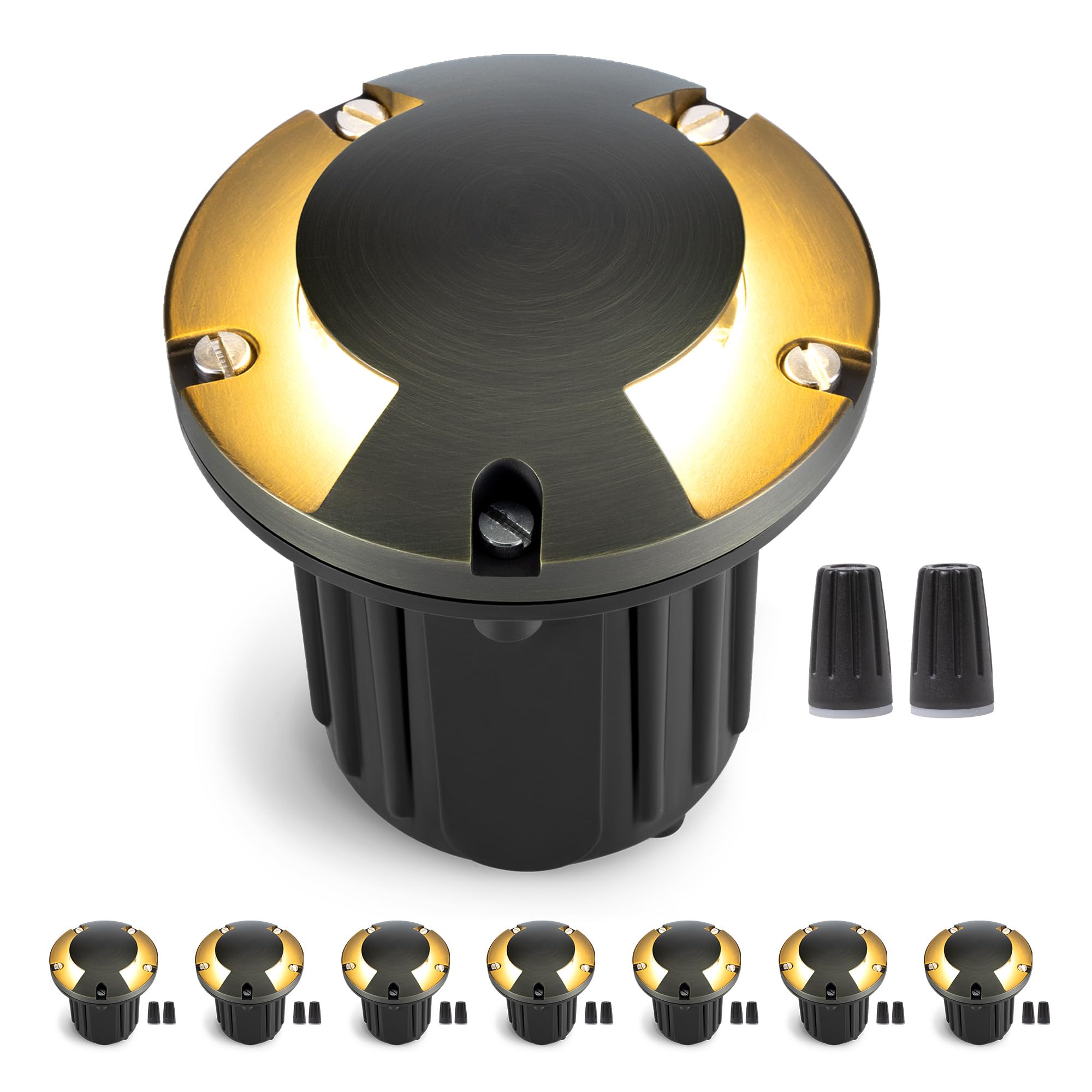 Gardenreet MR16 Well Light - Solid Brass Replaceable Bulb Low Voltage Weatherproof Inground Lighting, Electric 12V LED Fixture, 