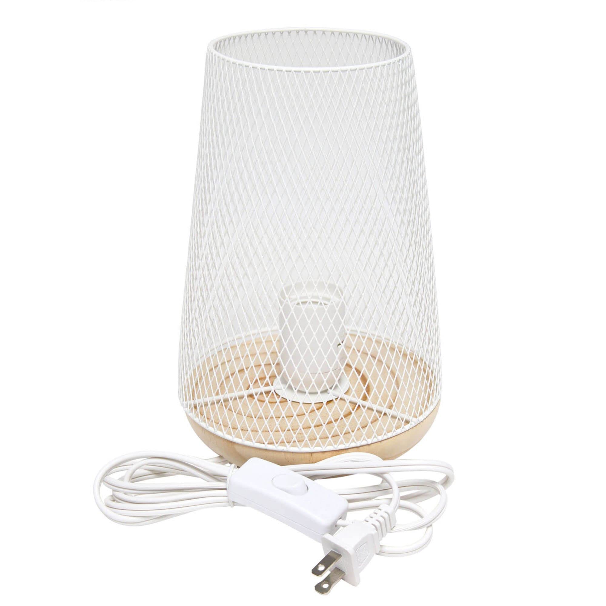 Simple Designs Lt1074-Wht Wired Mesh Uplight Table Lamp, White
