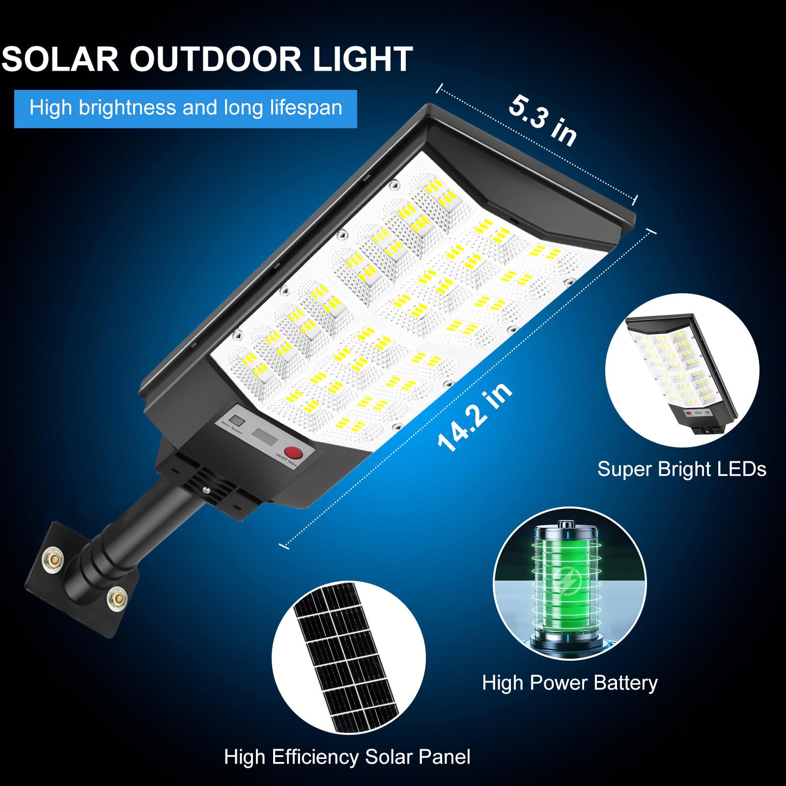 Atoechie 4 Pack Solar Street Lights  Outdoor Flood Light With Dual Motion Sensors  Dusk To Dawn  6500K Dimmable Security Lamps With Remote Control  Ip66 Waterproof Solar Powered Parking Lot Lights