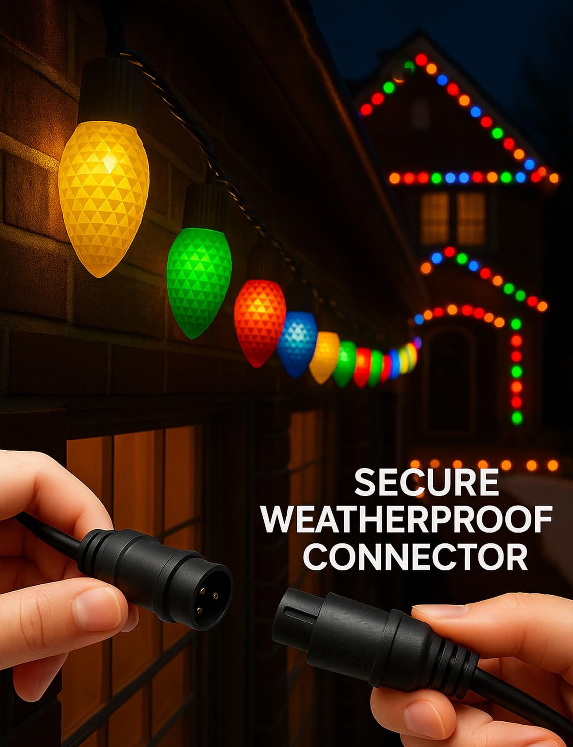 Led C9 Christmas Lights Outdoor 100Ft 150 Leds App Remote Controlled Rgb Smart String Lights With Diy Music Sync & Timer 108 Modes Waterproof & Extendable For Roofline House Xmas Tree Halloween Decor