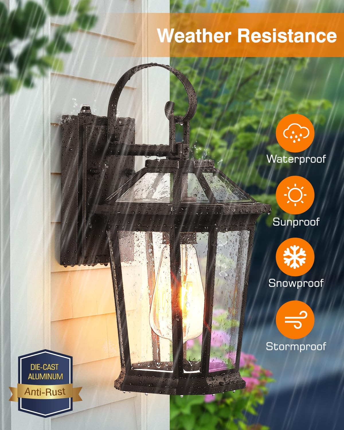 VIANIS Outdoor Wall Lights, 2-Pack Dusk to Dawn, Aluminum, Oil-Rubbed Bronze, Waterproof, Modern Porch Sconce, Model 89.99
