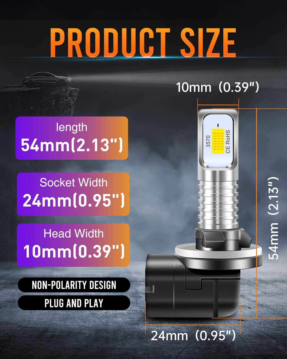 Luyed Newest 881 Led Fog Light Bulb,6500K Xenon White Extremely Bright 886 889 894 898 Led Bulb Replacement For Fog Lights,Pack