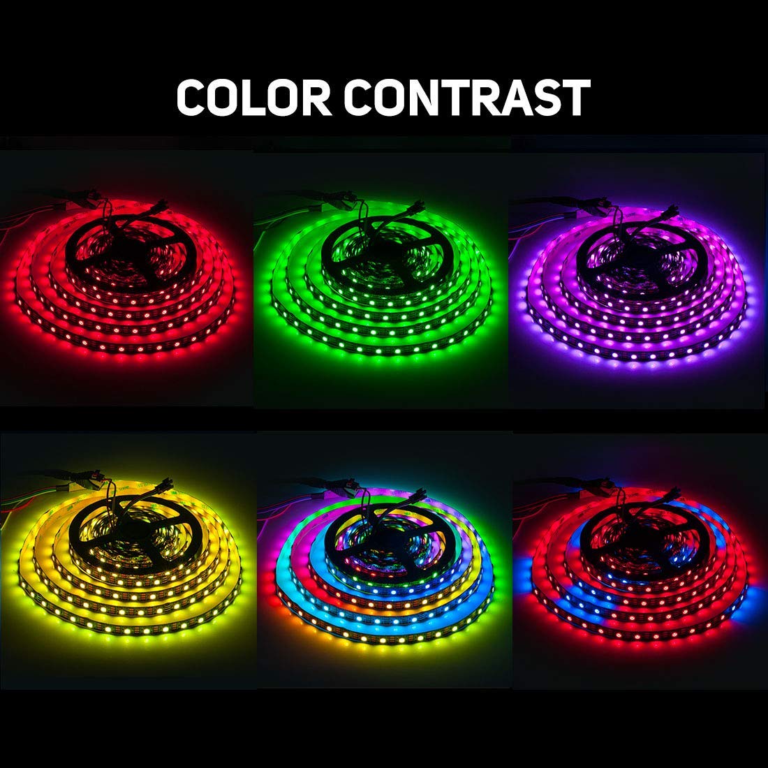 Sezo Ws2812B Led Strip Light 3.3Ft, 144 Rgb Leds, Ip30 Non-Waterproof, Flexible