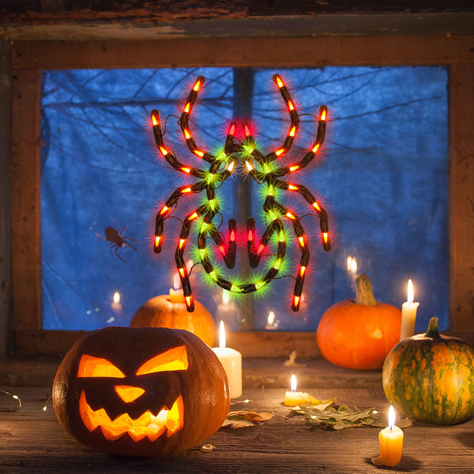 JUSTPRO Lighted Spider Halloween Window Silhouette Decoration, 12.8", Polycarbonate, Model YH-50-1/SB-F-181, Spider Light