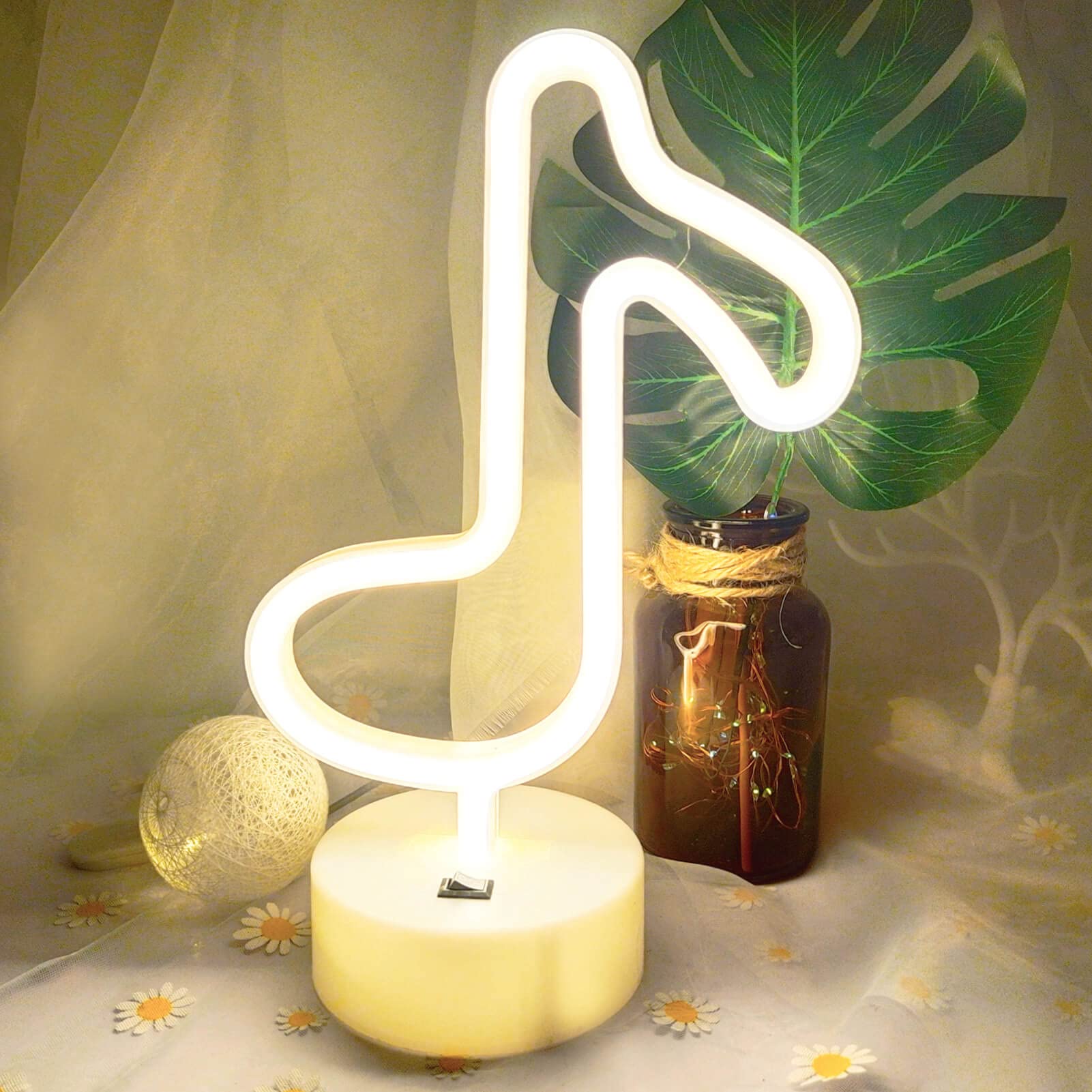 VIFULIN Musical Note Lights Music Note Neon Lamp Music Note Lights Neon Light Signs Music Note LED Light USB/Battery Operated Ne