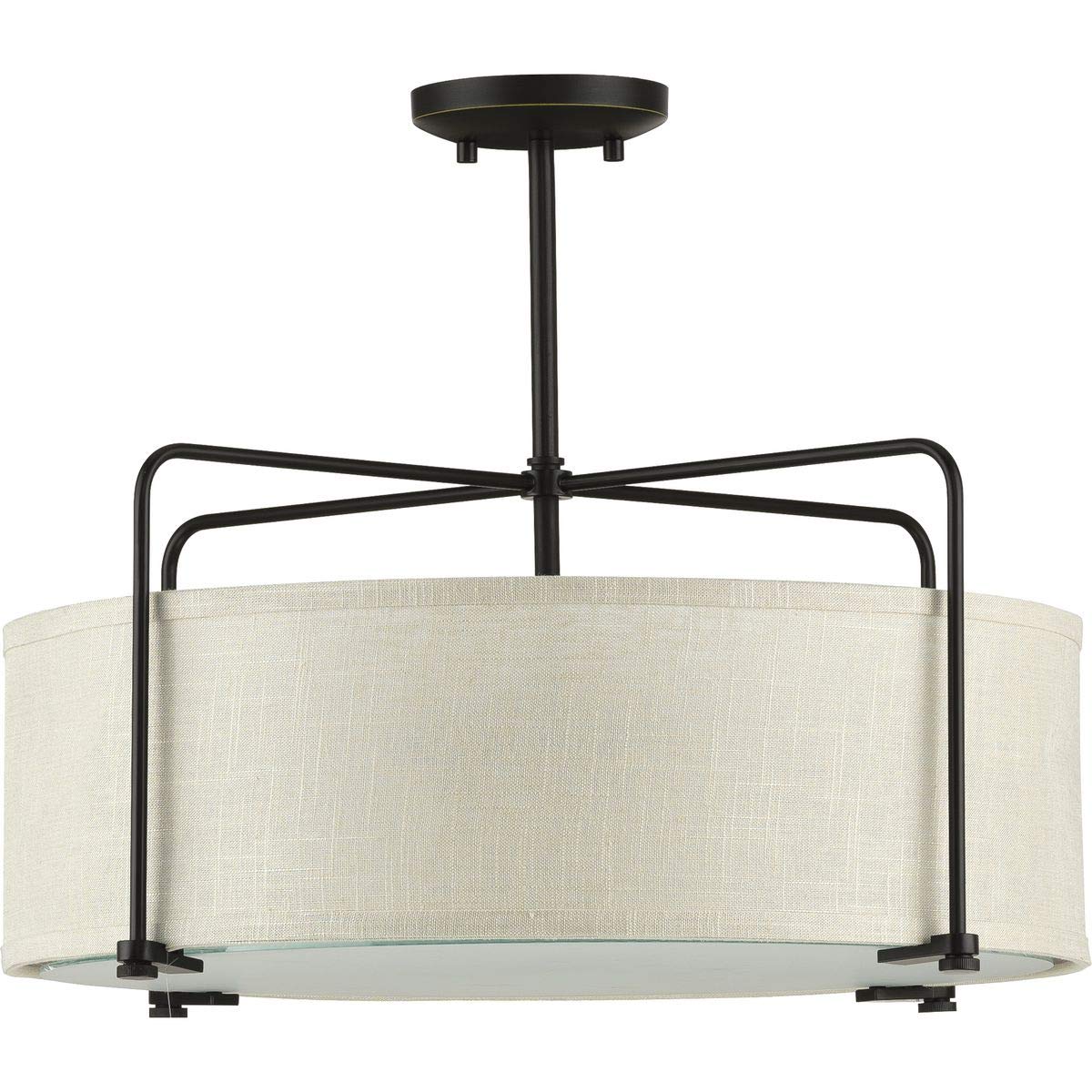 Progress Lighting Kempsey Collection Three-Light Semi-Flush Convertible, Antique Bronze, 11'' X 21-3/4''