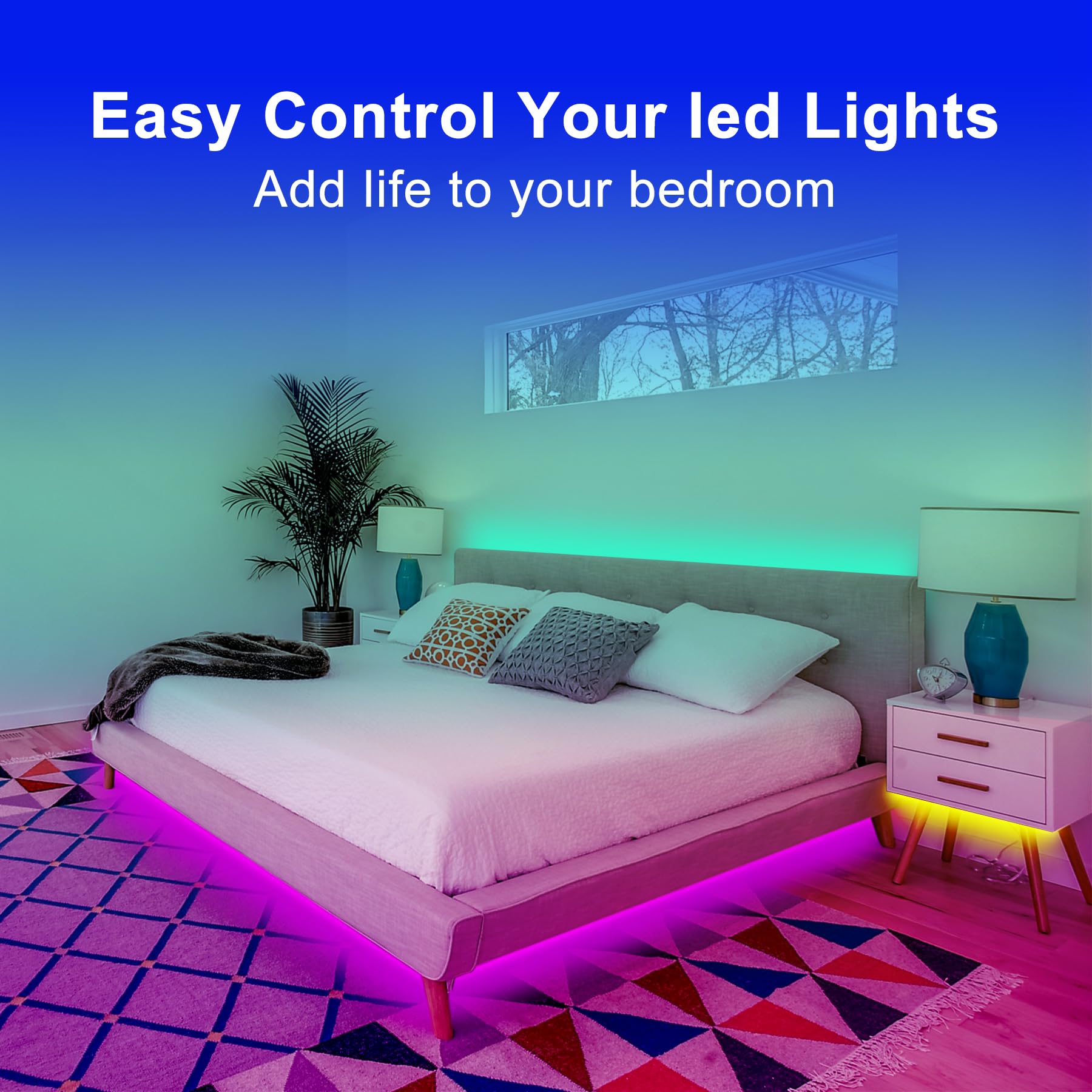 Pandery Cob Rgb Led Strip,Dc12V 576Leds/M Music Synchronized Color Change App And Bluetooth Remote Control,9.84Ft/3M,Indoor Rgb