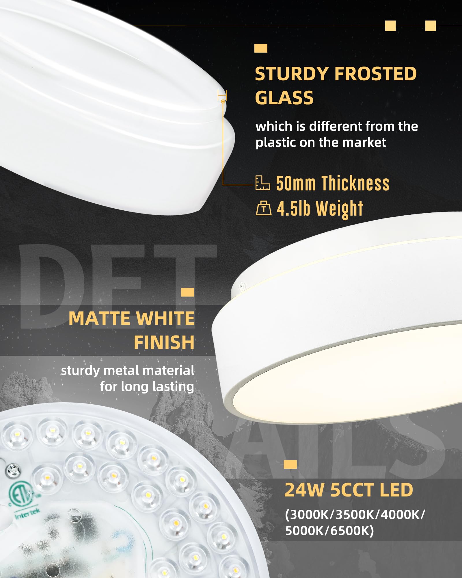 Autelo 12'' Ceiling Light, Modern Flush Mount Ceiling Light With Frosted Glass In Matte White Finish, White Light Fixtures Ceili