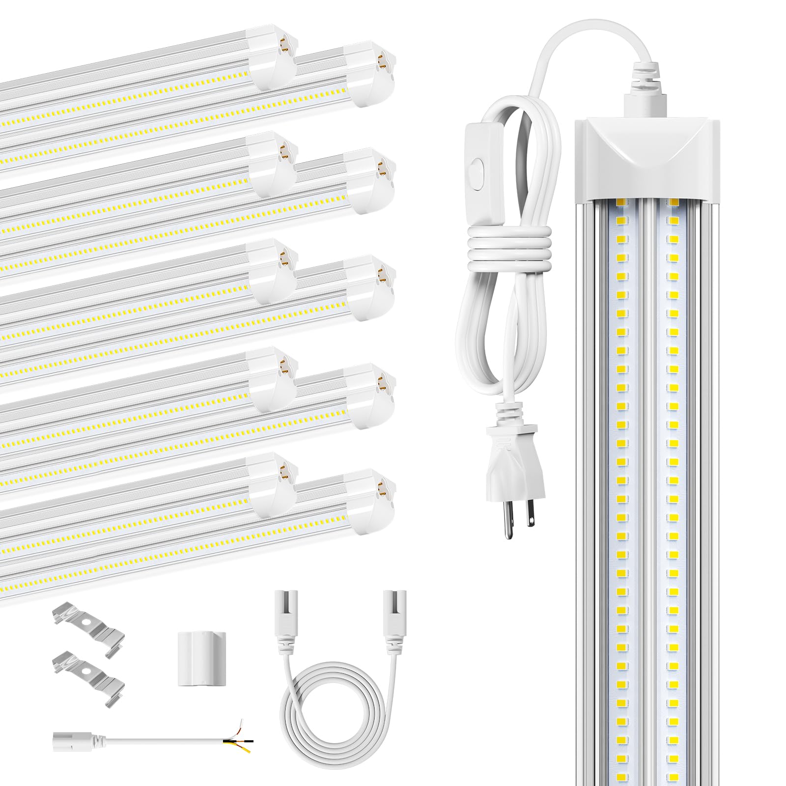 Elekico 8' Led Shop Lights,Super Bright 19500Lm 100W 5000K 8Ft Led Shop Light For Garage,Linkable 8Ft Led Garage Ceiling Lights