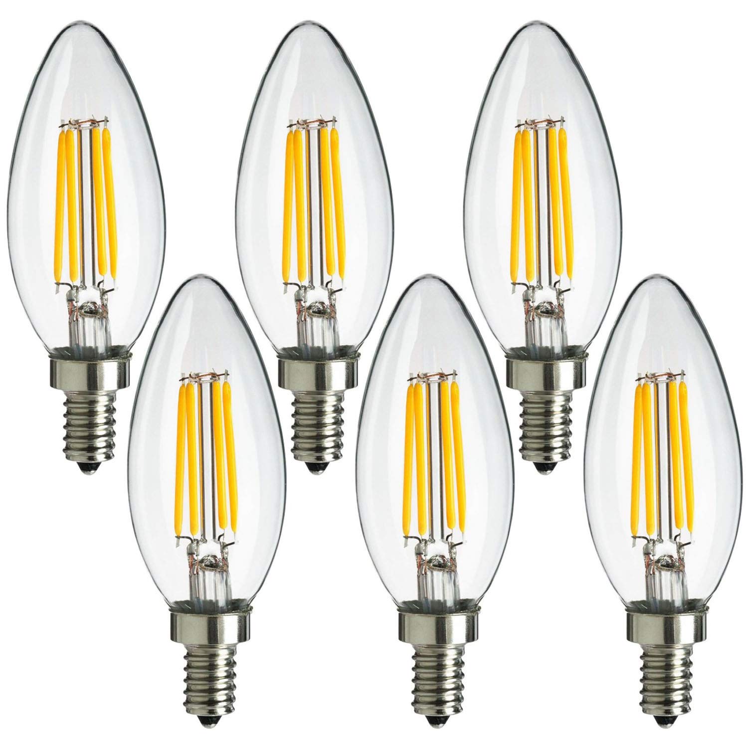 Maxlite Candelabra Led Chandelier Bulbs, 40W Equivalent, Enclosed Fixture Rated, 300 Lumens, Dimmable Filament Candle Bulbs, E12