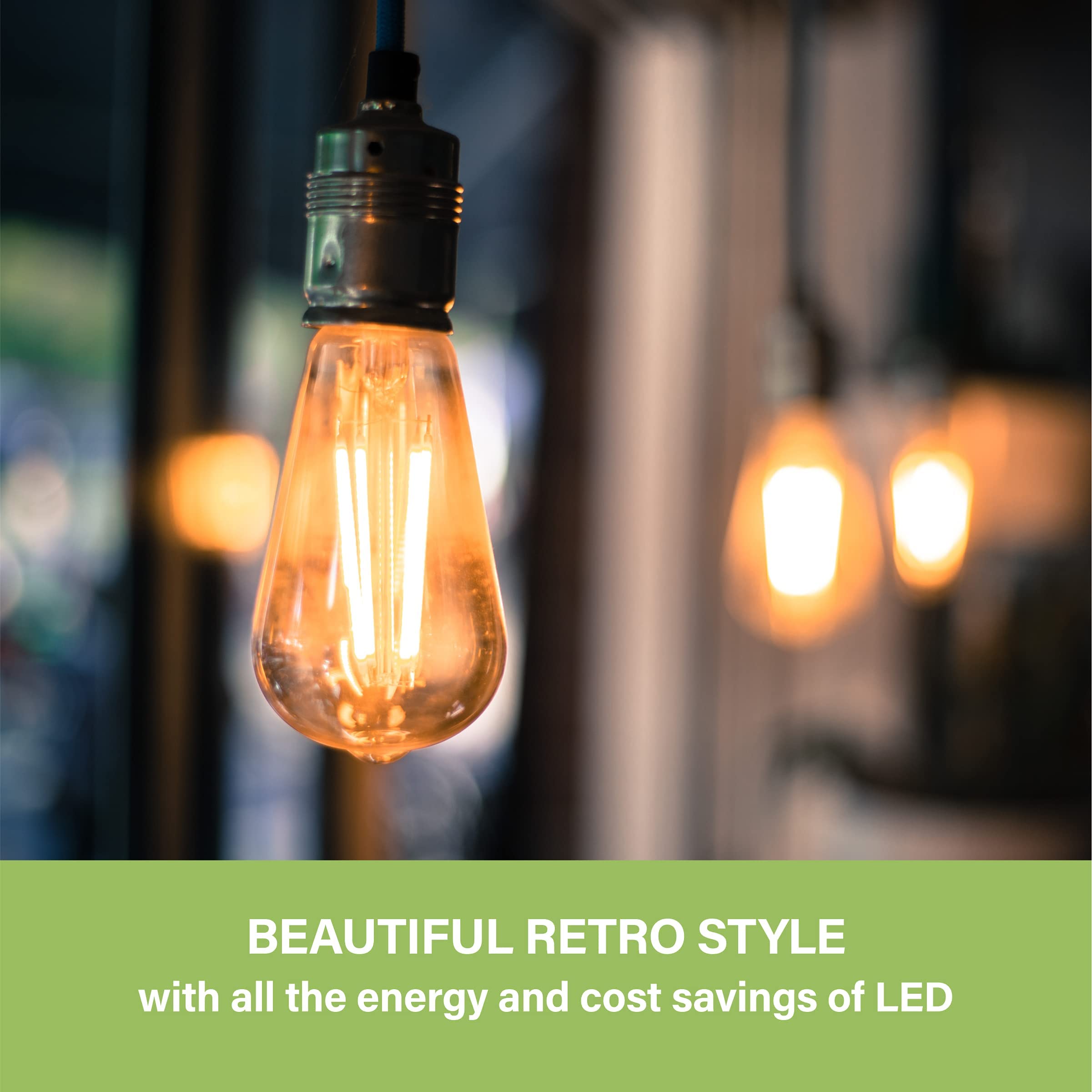 Sigalux E26 LED Vintage Bulbs, Dimmable 60W Equivalent, 2700K Soft White, Amber Glass, 4-Pack, Model 1137692705