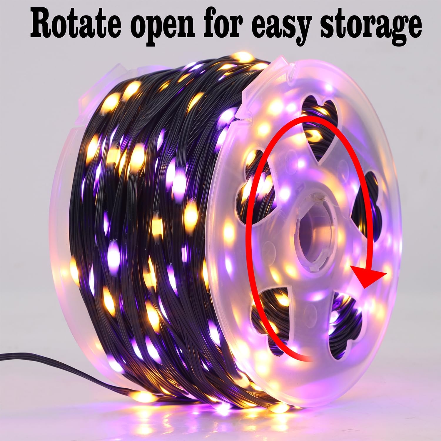 WATERGLIDE 328FT 1000 LED Outdoor Halloween Lights, Waterproof Orange & Purple Fairy String Lights, Model HBB-1000COI, 8 Modes