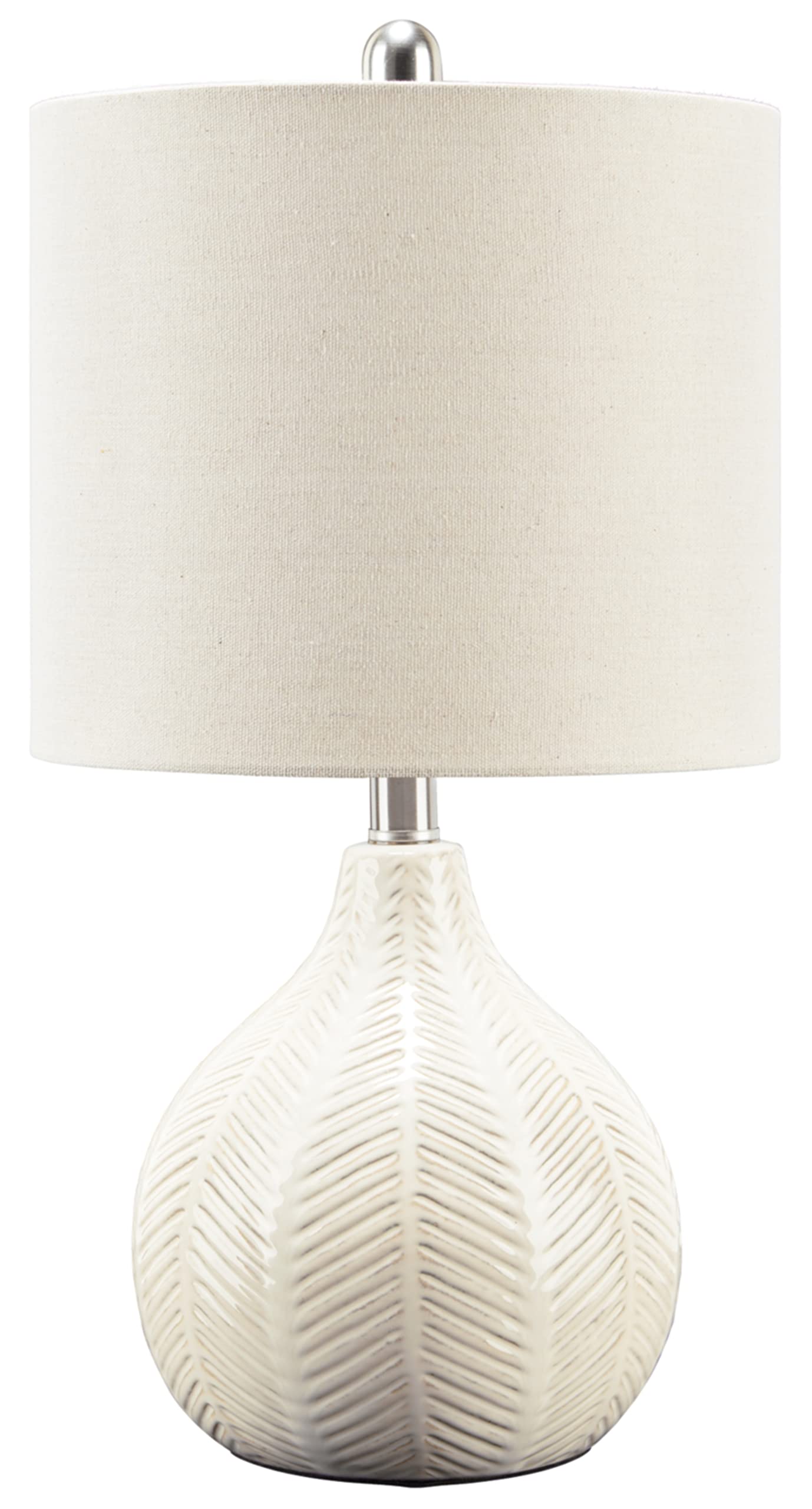 Signature Design by Ashley 20in Herringbone Ceramic Table Lamp, Off White, 11inW x 11inD x 20inH, Model L180024