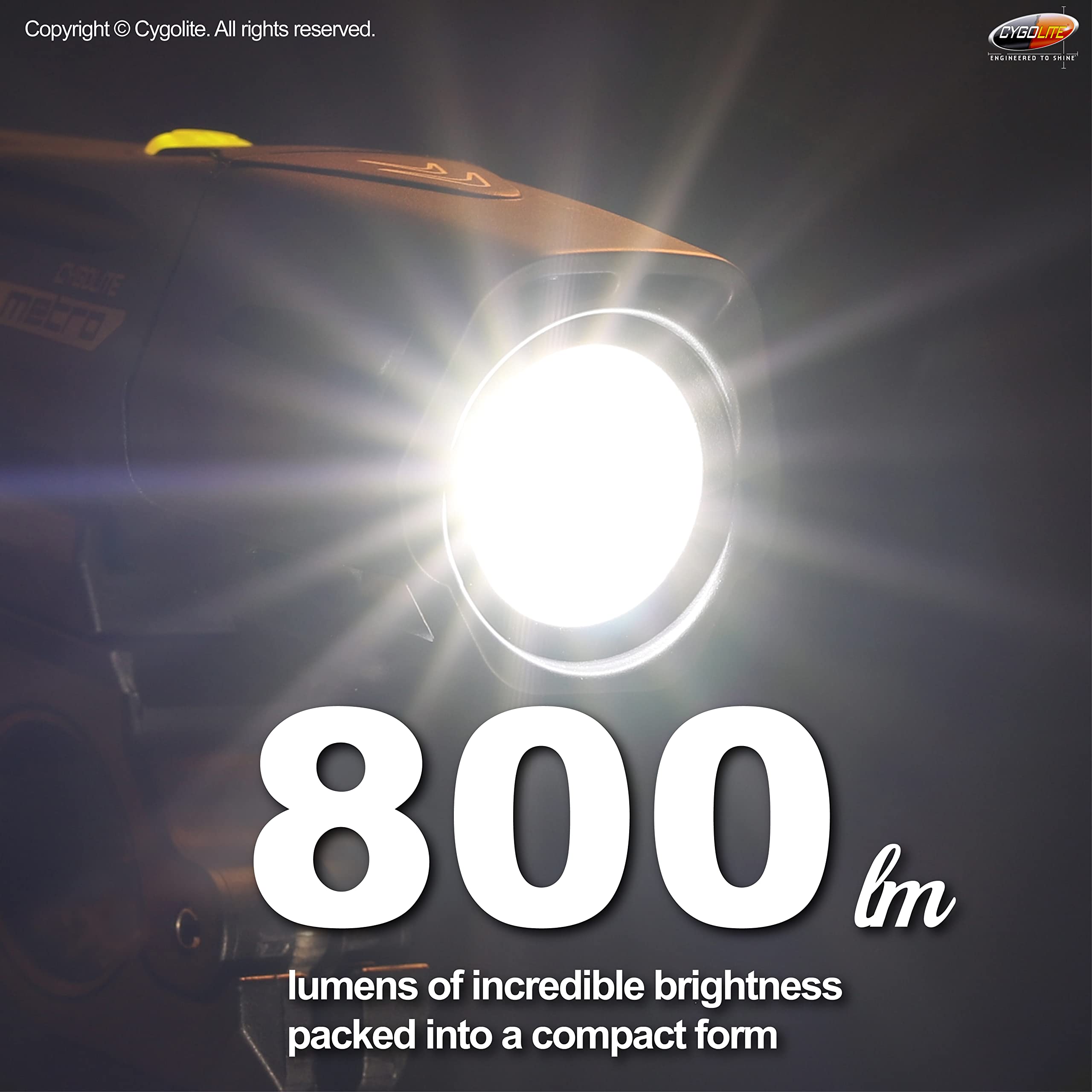 Cygolite Metro Plus– 800 Lumen Bike Light– 5 Night & 3 Daytime Modes– Compact & Durable – Ip67 Waterproof– Secured Hard Mount– Usb Rechargeable Headlight, Black