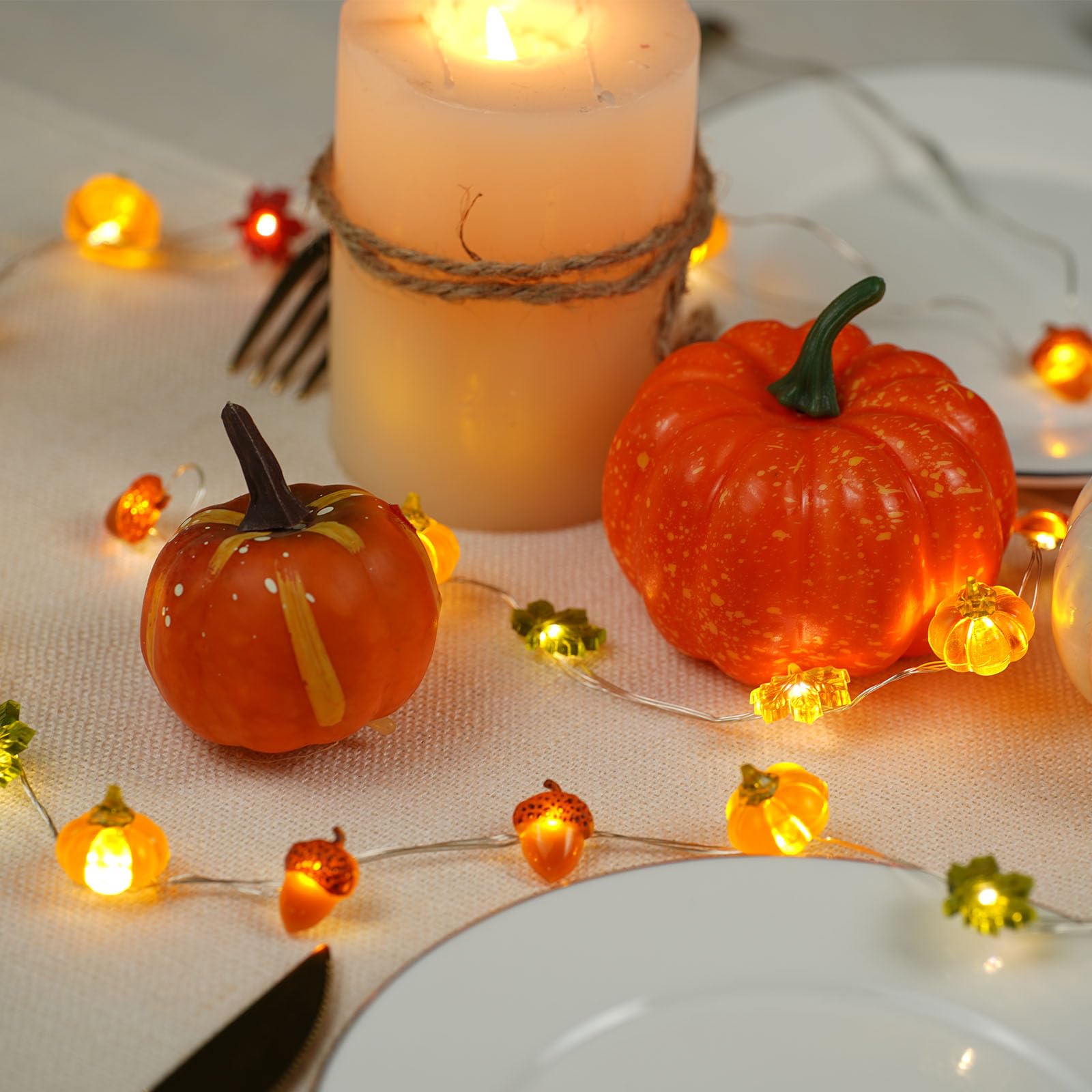 KAiSnova 10FT 30 LED String Lights, Pumpkin Maple Acorn, Battery Operated Fall Decorations for Home and Parties