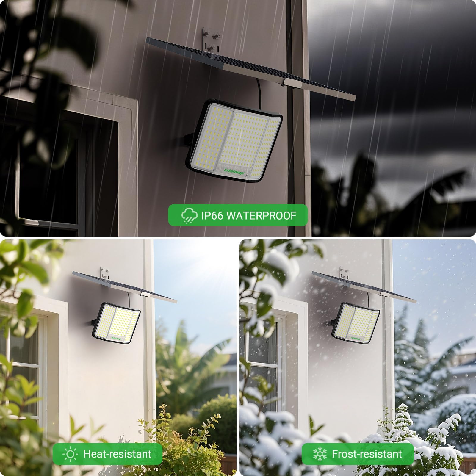 Intelamp Solar Flood Lights Outdoor Waterproof  20000Mah 2000Lm Floodlight Exterior With Remote 16.4 Ft Cable  2-12H Timer Dusk To Dawn Security Spots Lighting Outside For Garden Pathway