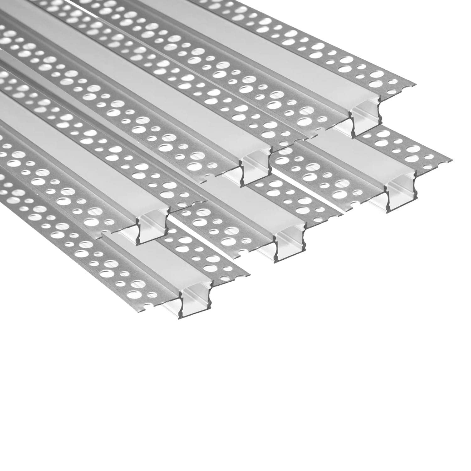 Besseto Plaster LED Aluminum Channel 20 Pack 6.6FT/2 Meter Plaster LED Light Strip Diffuser Channel, Drywall Aluminum LED Channe