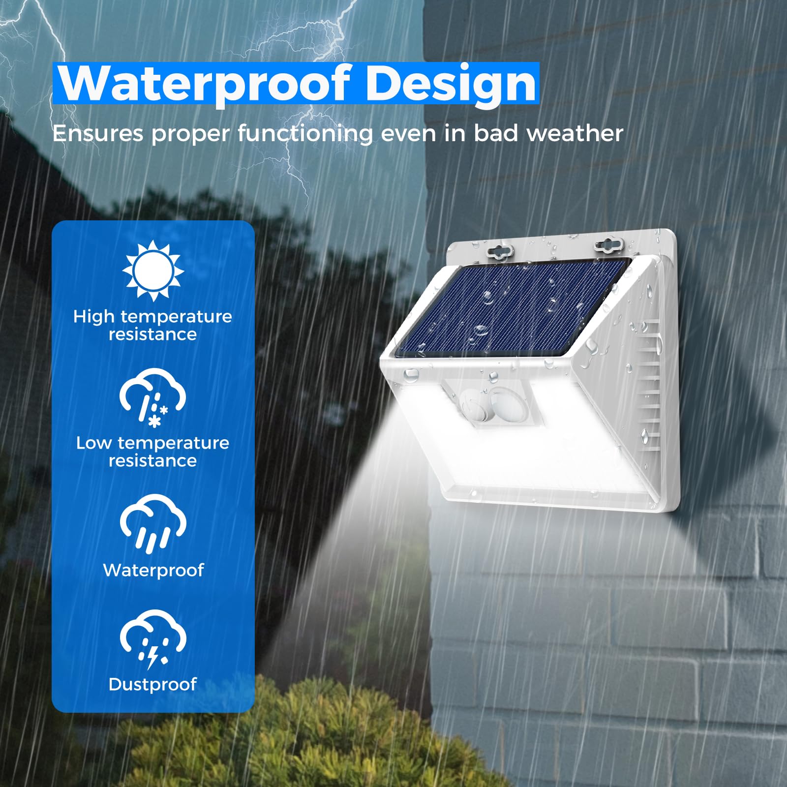 Peasur Solar Lights Outdoor, 140LED Motion Sensor, Waterproof, 8 Pack, White Frame