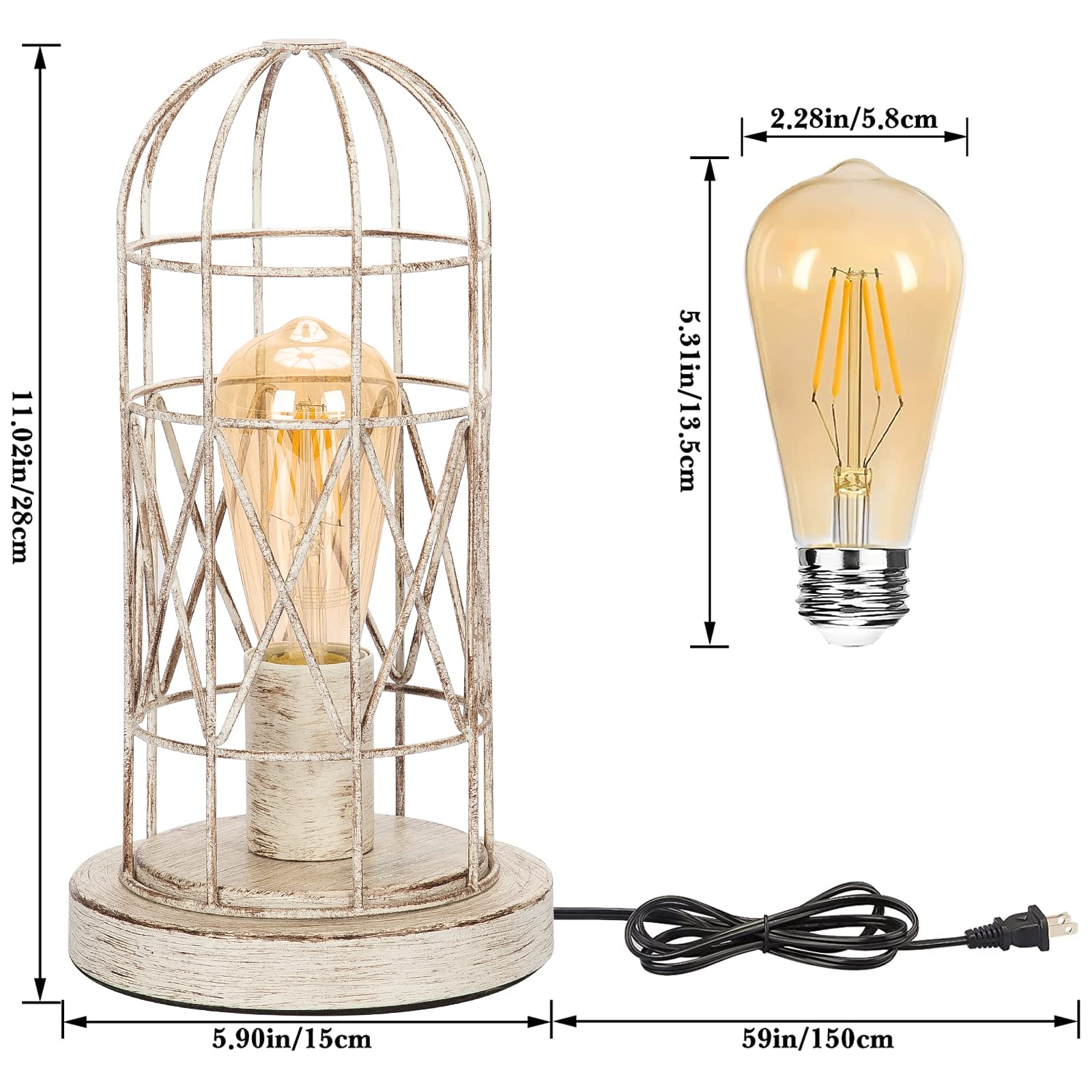 Seaside Village Touch Control Table Lamp, 3-Way Dimmable, Brushed White Oak, Model 32247, LED Bulb Included