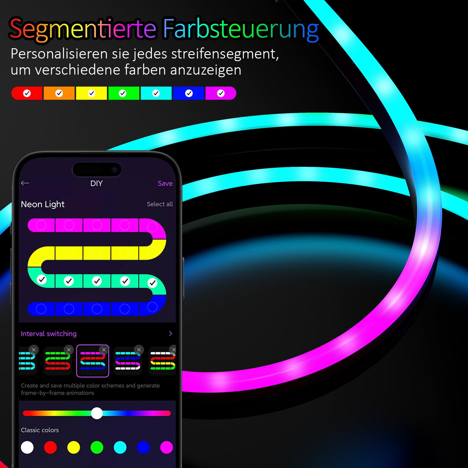 Jimimoro Neon Rope Lights - 6.4Ft Rgb Led Strip With App Control, Music Sync, Flexible Diy Design, 5V Neon Lights For Bedroom, L