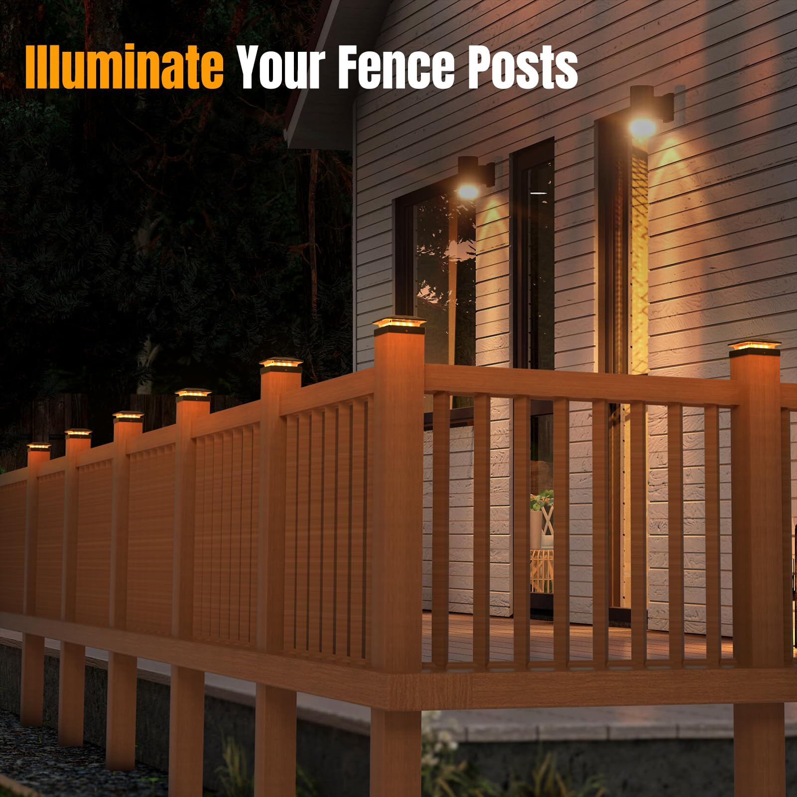 Flaow 4X4 Solar Post Cap Lights Outdoor [4 Pack Waterproof Ip65]  3 Lighting Modes For Fence Deck Patio Garden Decor  Dusk-To-Dawn Solar Powered Post Lights Fit 4X4 Wood/Vinyl