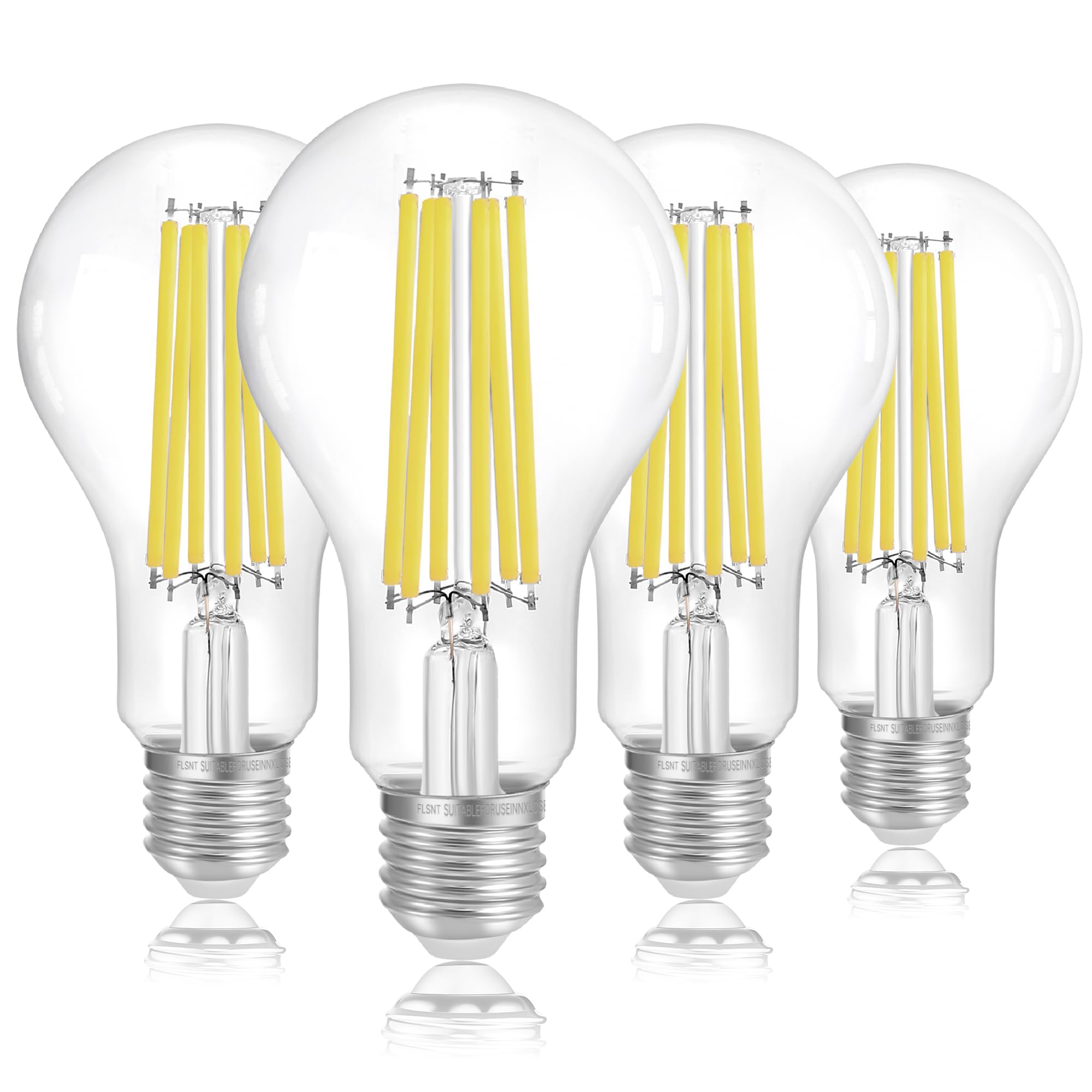 Flsnt 150W Equivalent Led Light Bulbs, 5000K Daylight Dimmable A23 Led Edison Bulbs, 2650Lumens, Efficient 18W, E27 Base, 4 Pack