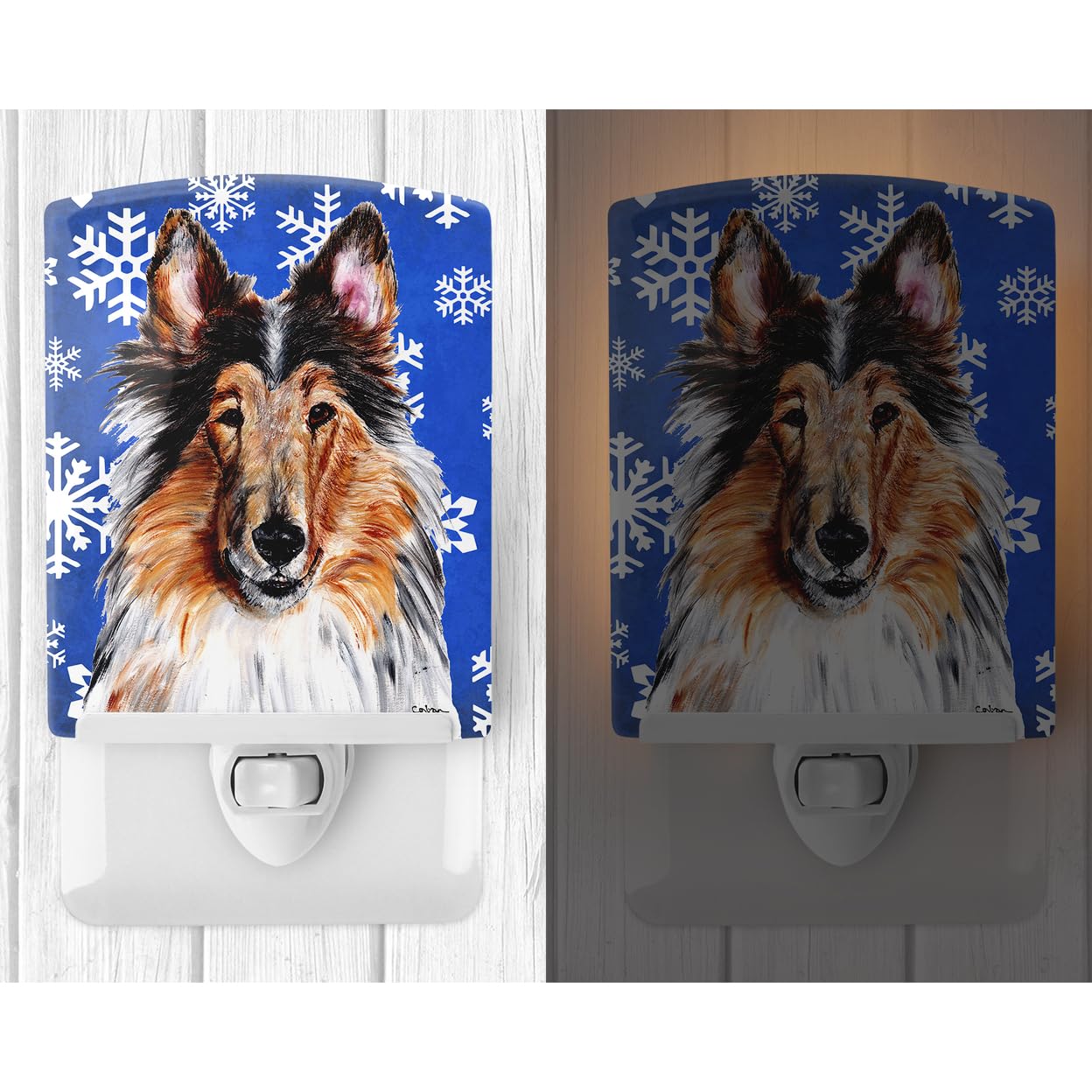 Carolines Treasures Collie Night Light, Ceramic, UL-Certified, 6x4x3in, Multicolor, Model SC9766CNL