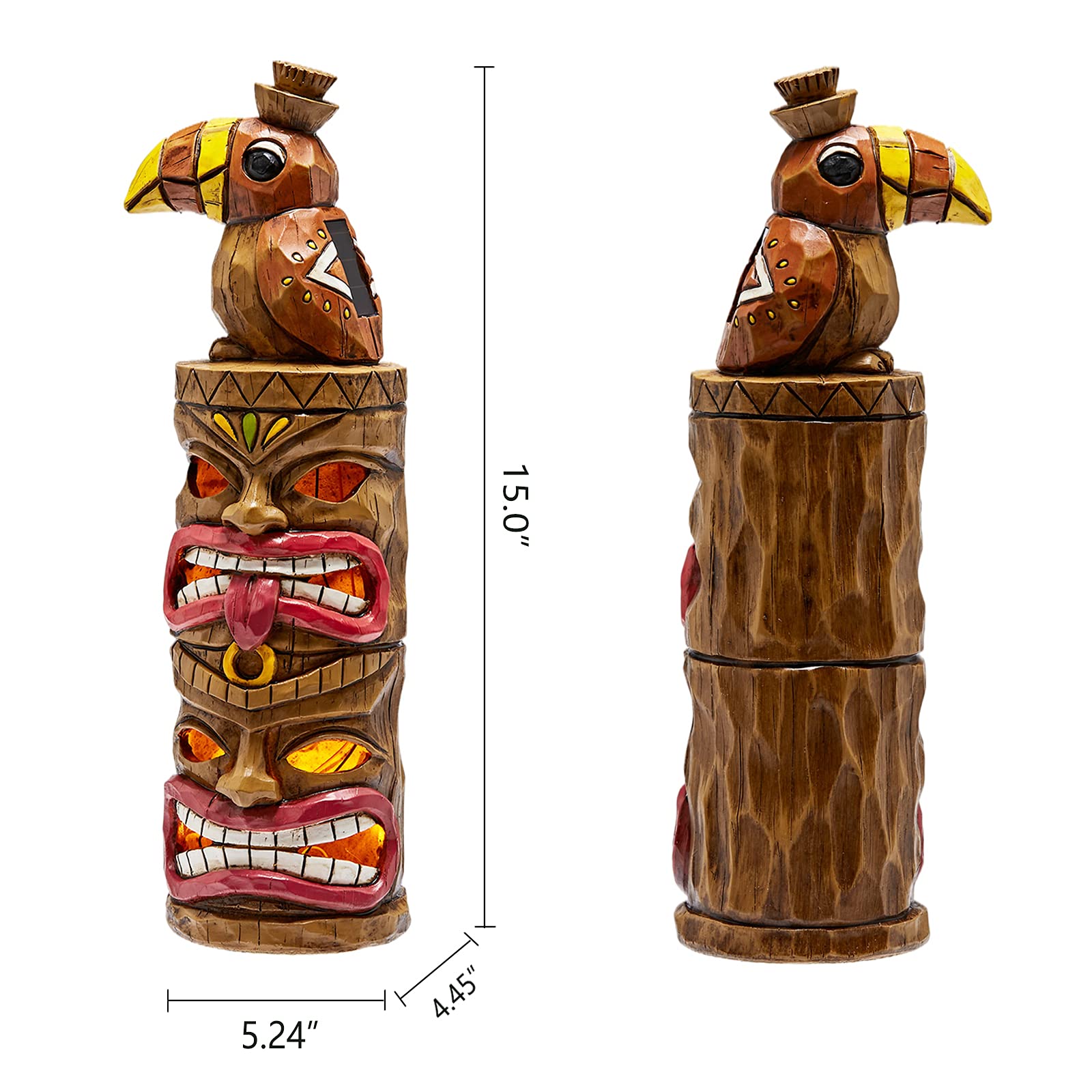 Yiosax Outdoor Tiki Statue Decoration-Solar Garden Figurine - Woodpecker Waterproof Unique Housewarming Gifts For Women Patio,Ba