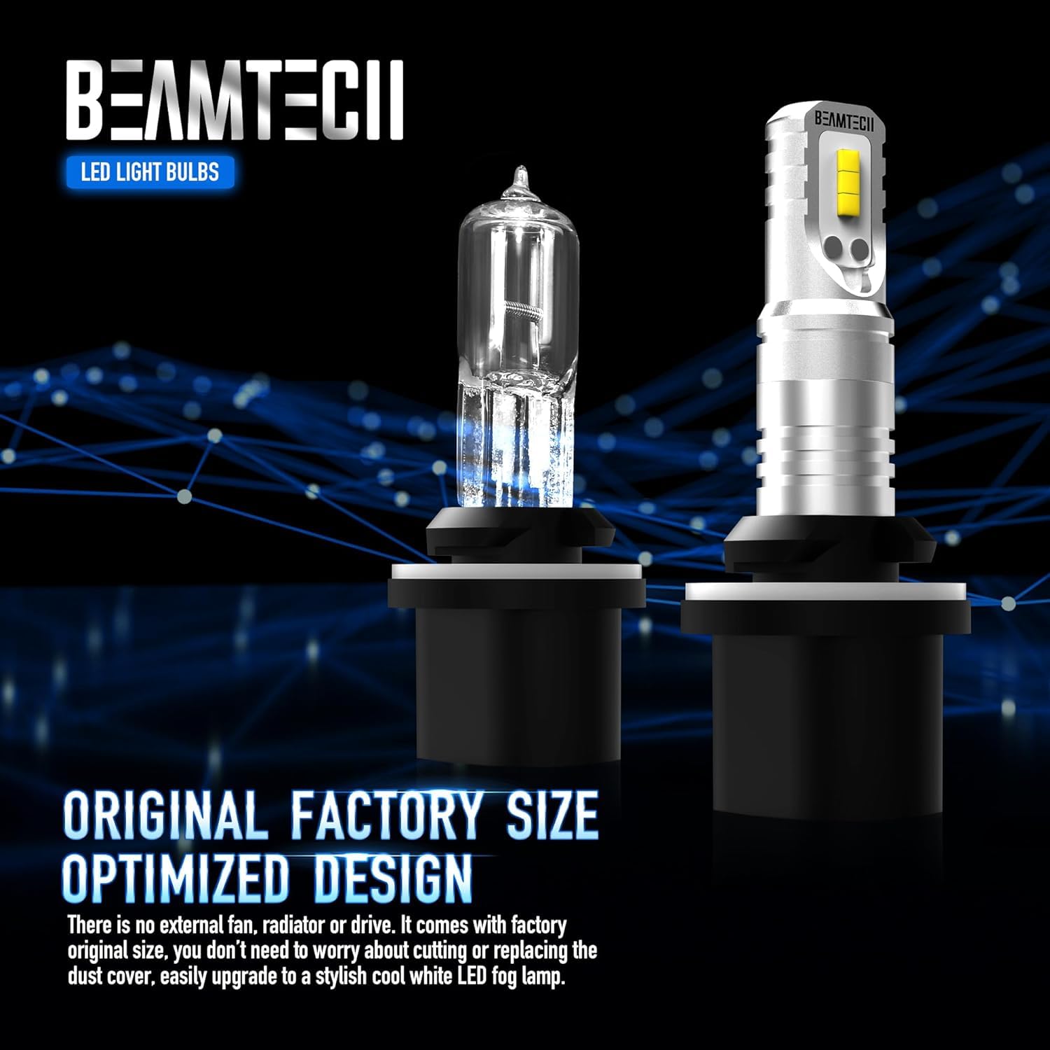 BEAMTECH 880 LED Fog Light Bulb, 800 Lumens, 6500K Xenon White, Non-Polarity, Pack of 2, Model 880 (893 890