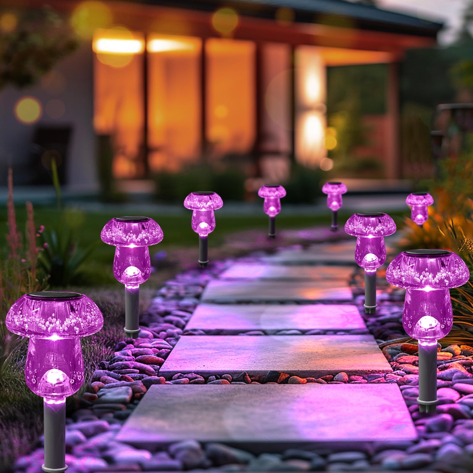 Solar Lights Outdoor, 8 Pack Solar Pathway Lights Outdoor, Solar Powered Led Mushroom Solar Garden Lights, Outdoor Solar Lights