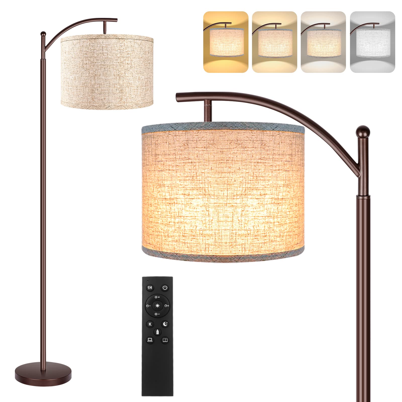 Floor Lamp for Living Room, 4 Color Temperature LED Floor Lamp with Remote Control & Foot Switch, LED Bulb Included, Modern Stan