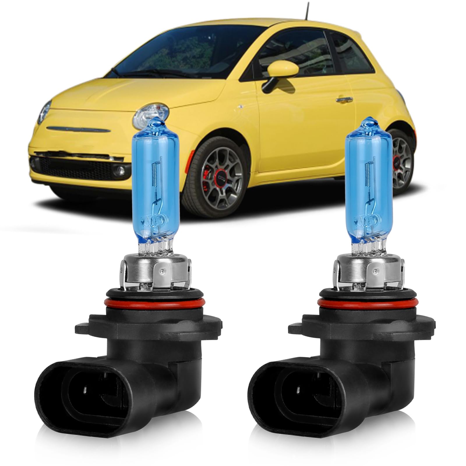 OQSNCV Halogen Headlight Bulbs 9012 High/Low Beam Kit 4200K for Fiat 500 500L 500X (2012-2020), Pack of