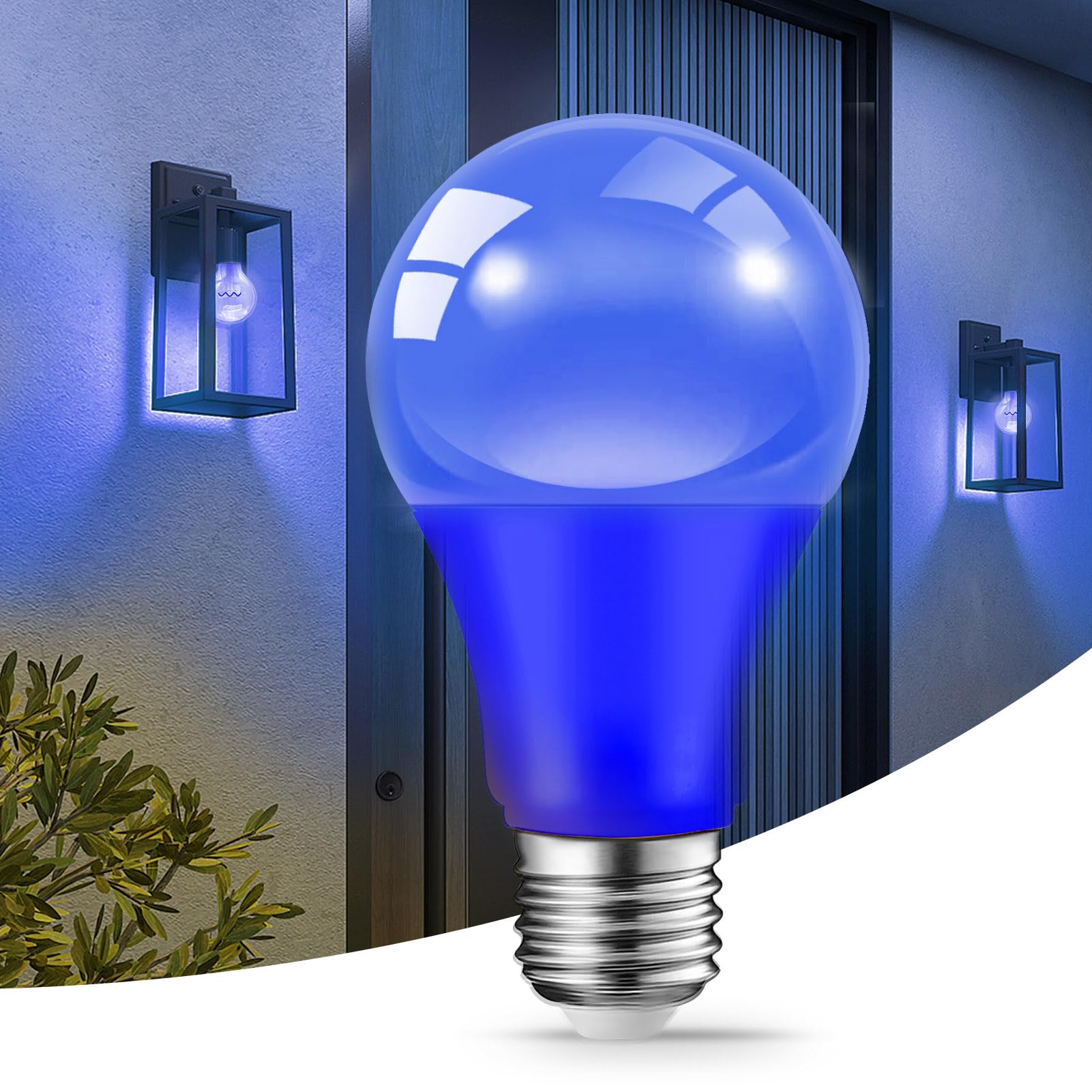 JAHEKS LED Light Bulbs, 9W (60W Equivalent), E26 Base, Blue & Red, 2-Pack for Holidays, Events & Home Decor