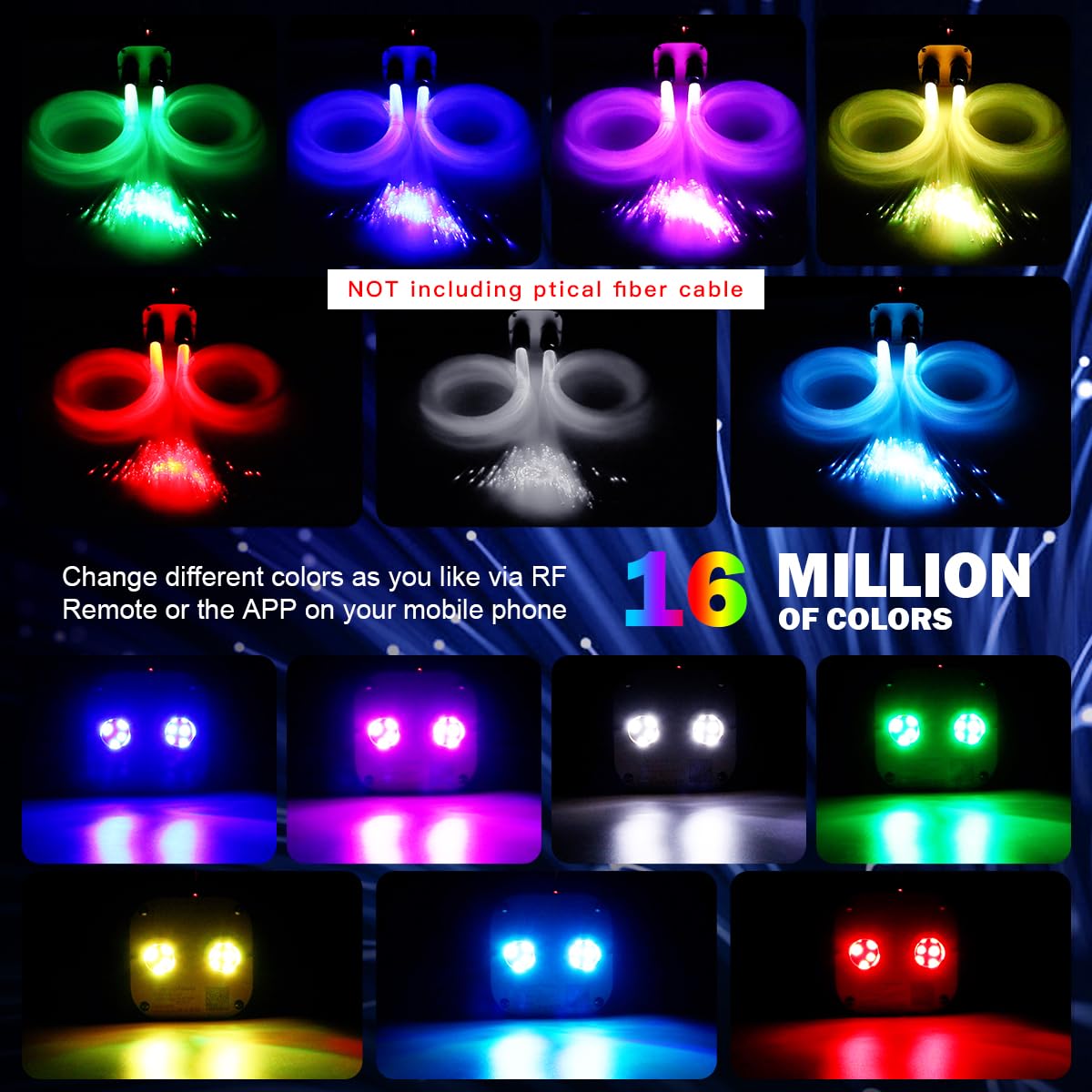 Amki Dual Port 20W Twinkle Sound Mode Rgbw Light Source Engine Driver Remote/App Control Starlight Box Motor For Fiber Optic Sta