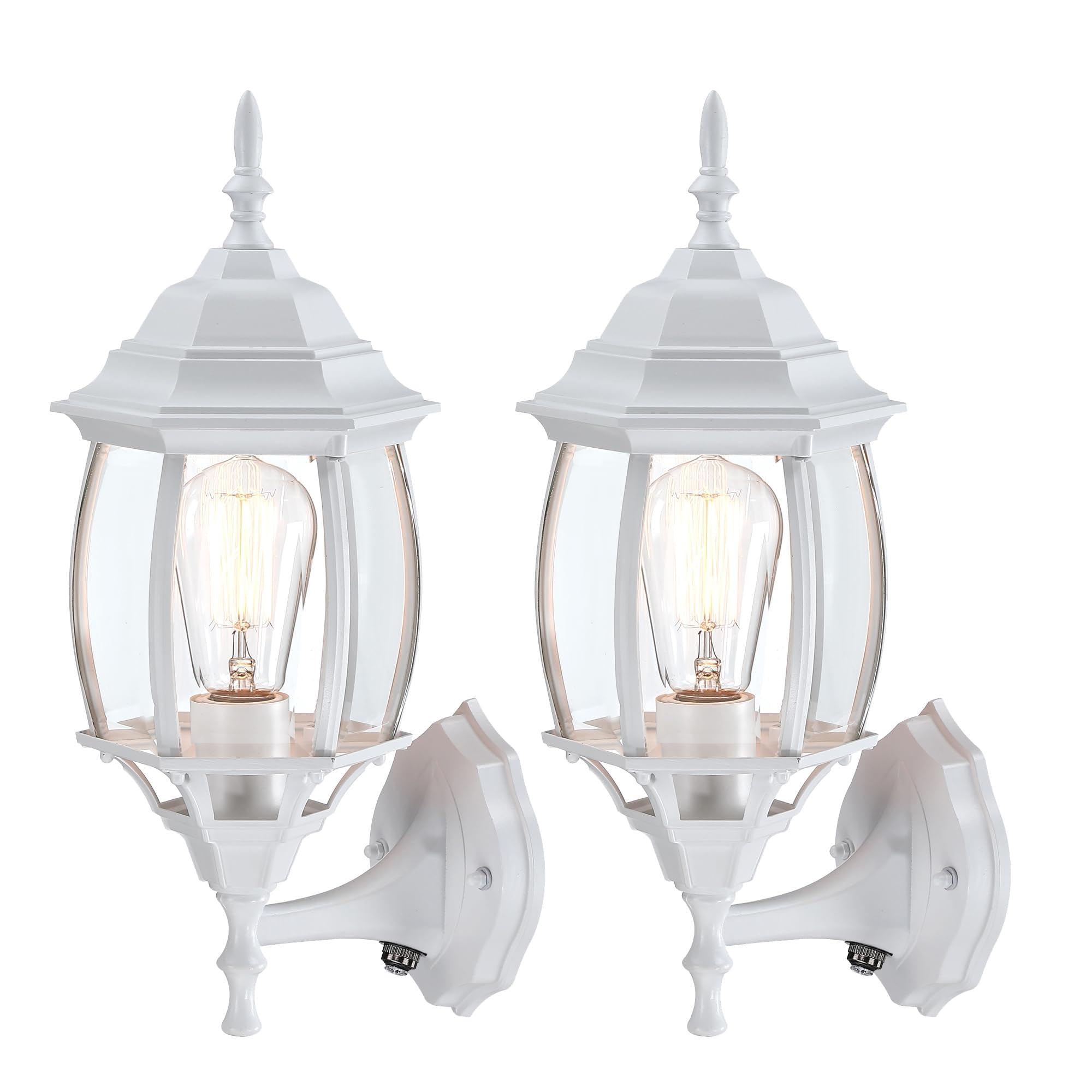Faymart Lighting 2 Pack 16.8In White Porch Lights Dusk To Dawn  Sensor Wall Sconce White Outdoor Light Fixture For House  Dusk To Dawn Exterior Wall Light For Porch Front Door Garage  E26