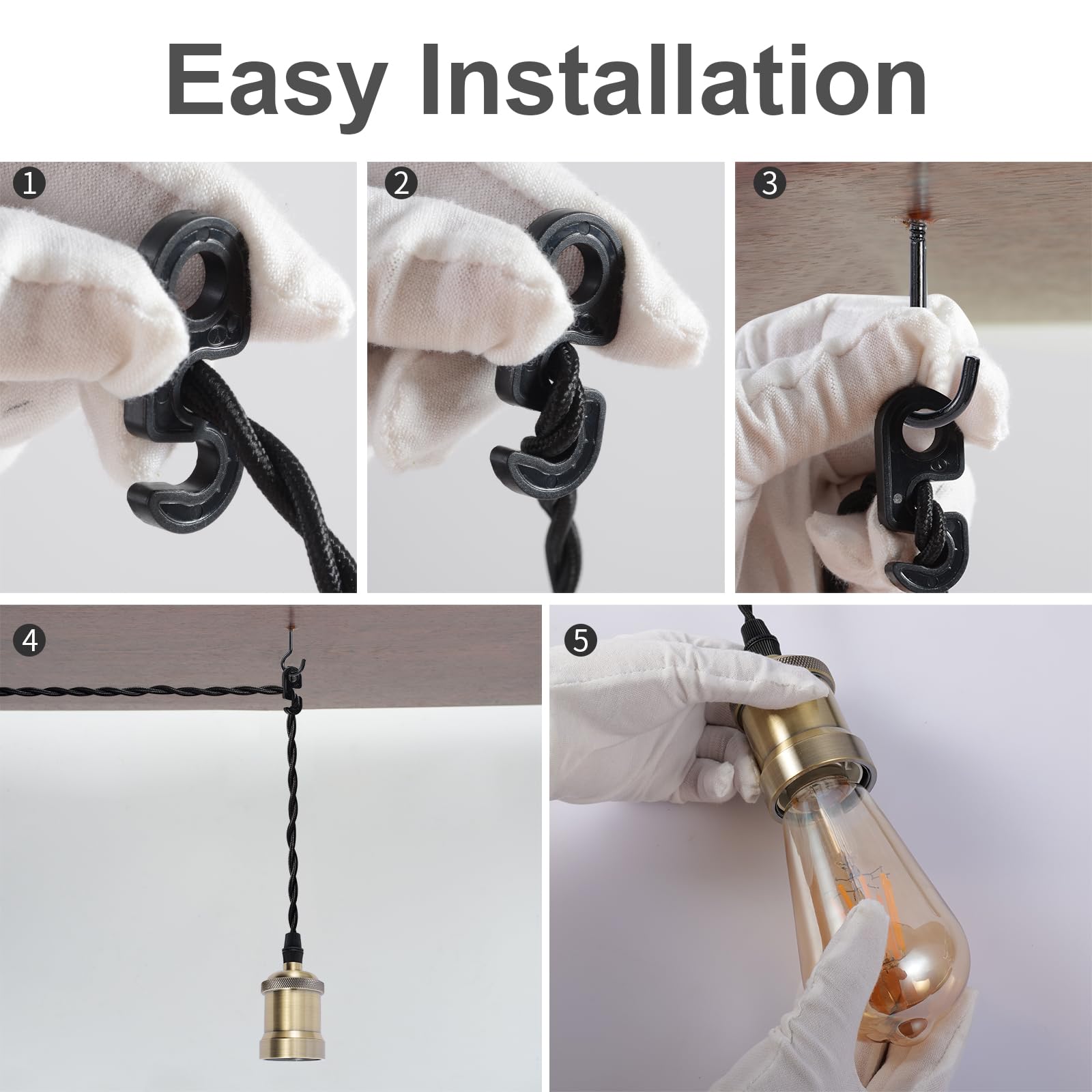 Plug In Pendant Light Cord Hanging Light Kit With Switch,Farmhouse Hanging Lights 19.68 Ft Power Cord Length,Hemp Rope Plug In B