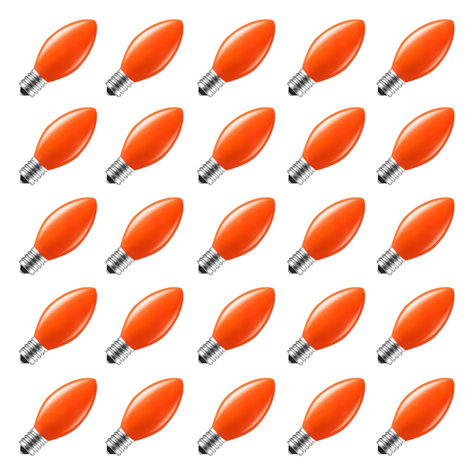 Minetom Halloween C7 Replacement Light Bulbs 25 Pack, C7 Bulbs Clear Incandescent Bulb For Halloween String Light, E12 Candelabr