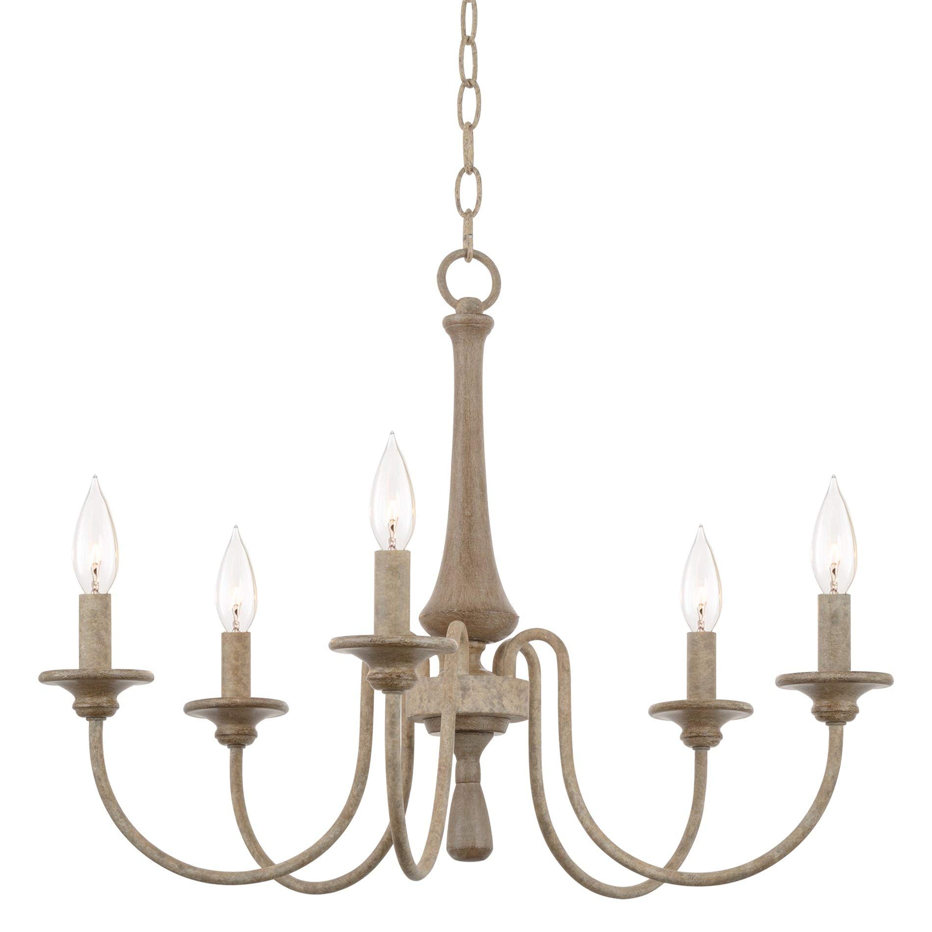 Kira Home Sherbrooke 24'' 5-Light French Country Chandelier, Adjustable Height, Smoked Cedar Finish
