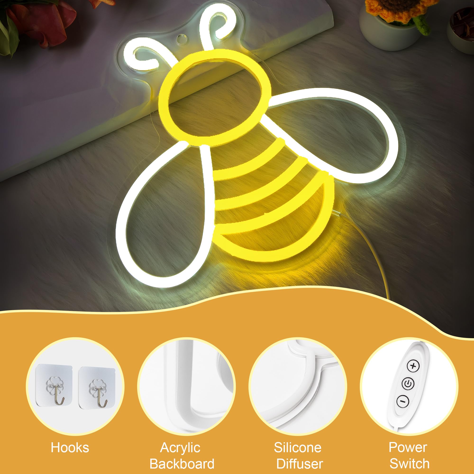 CoolGift Mart Neon Sign - Dimmable Honey Light Wall Decor, Multicolor, Model FS-LT