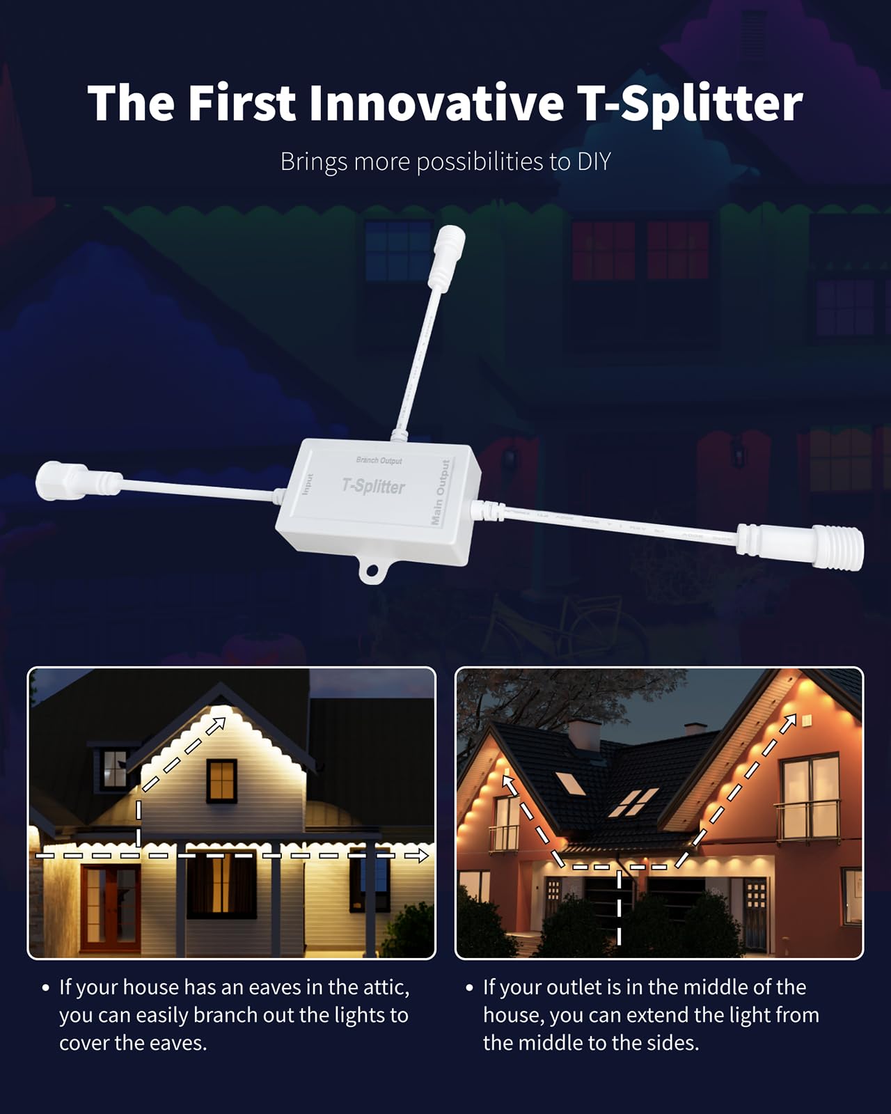 ASAHOM T-Splitter for S1050 S1060 Outdoor Lights, White, Model A1014