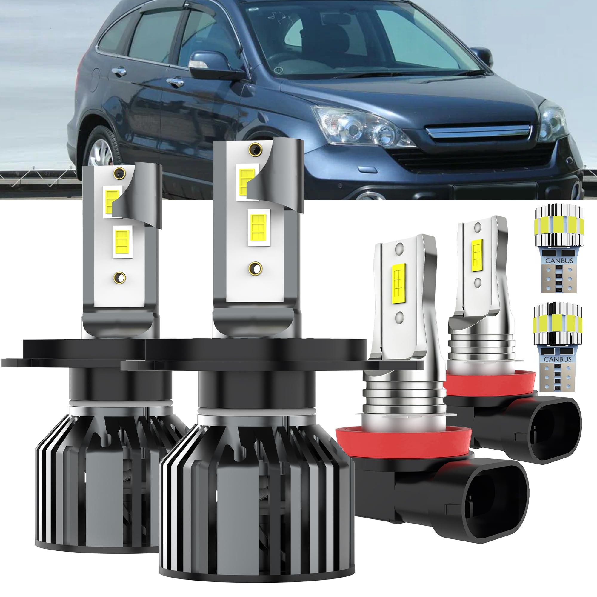 AYOTZIH Bulbs Fit For Honda CRV 2007-2014 & 2002-2004, High/Low Beams Fog Lights License Plate Lights Combo, 400% Brightness 600