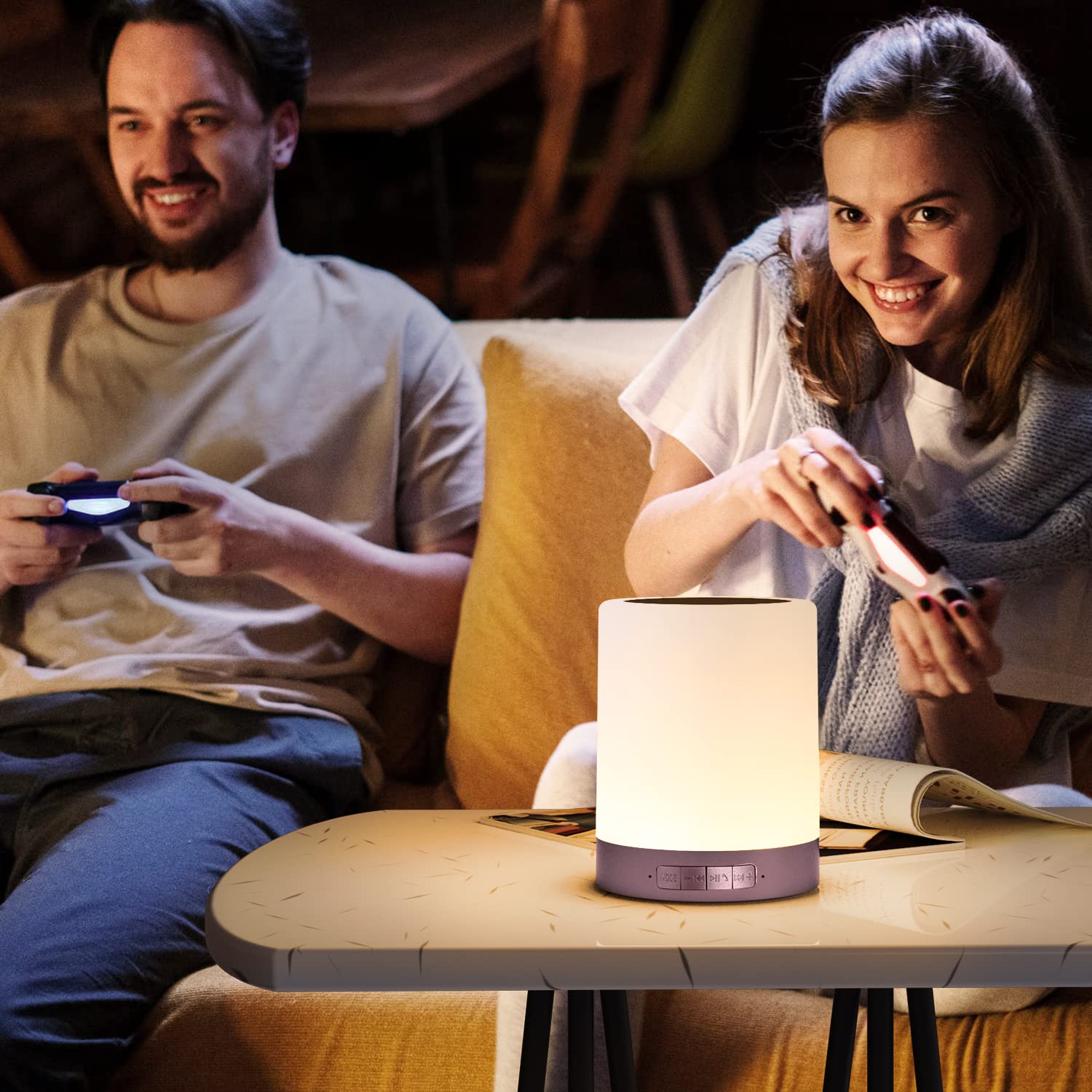 Elecstars Touch Bedside Lamp with Bluetooth Speaker, Dimmable Night Light, Rose Gold, Model ES-PPD-ROSE GOLD