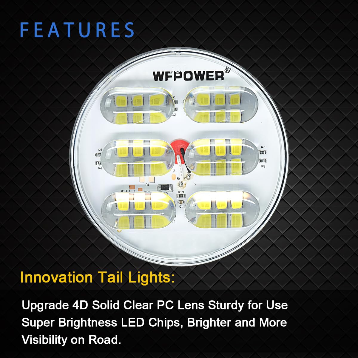 Wfpower Led Trailer Tail Light, 2 X White 4 Inch Super Bright Round Trailer Lights, Waterproof Flush Mount Tail Lights Turn Rear