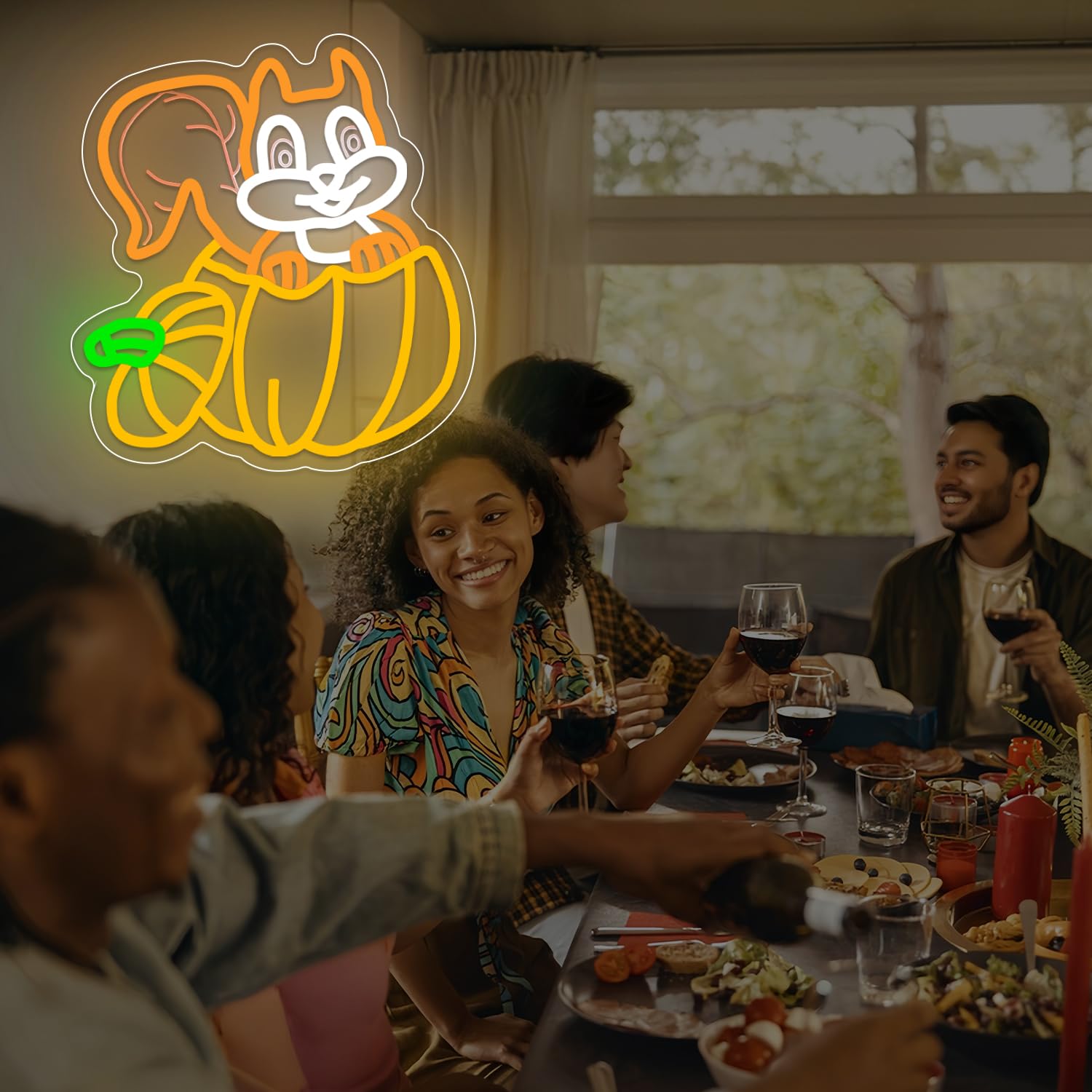 Squirrel Thanksgiving Neon Sign Dimmable Pumpkin Neon Light Sign Led Thanksgiving Led Sign For Home Hello Fall Neon Sign With For Window Indoor Thanksgiving Bedroom