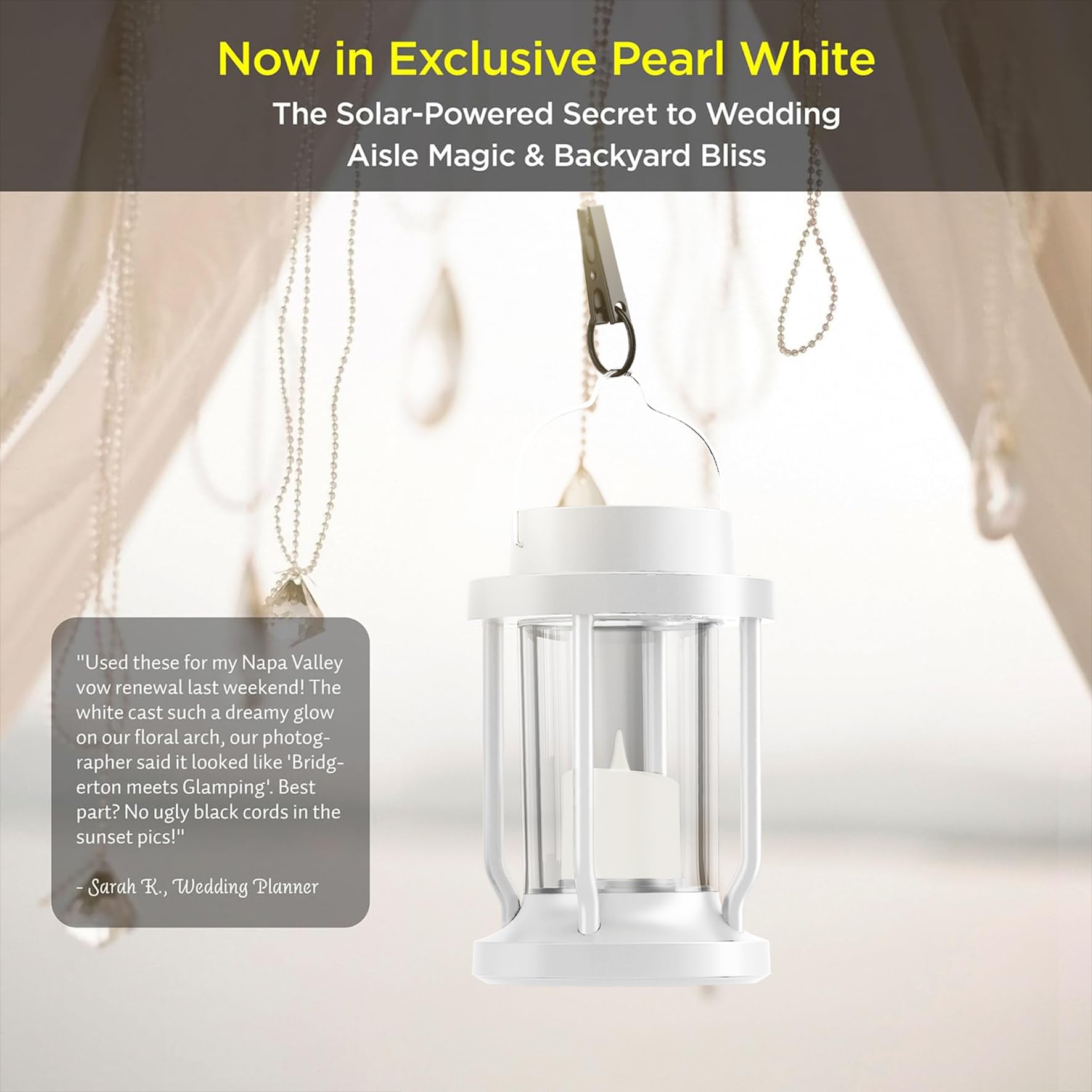 FriutShine Solar Lantern - Flameless Candle, Weatherproof for Outdoor/Indoor Use, 2 Pack, White, Model L01