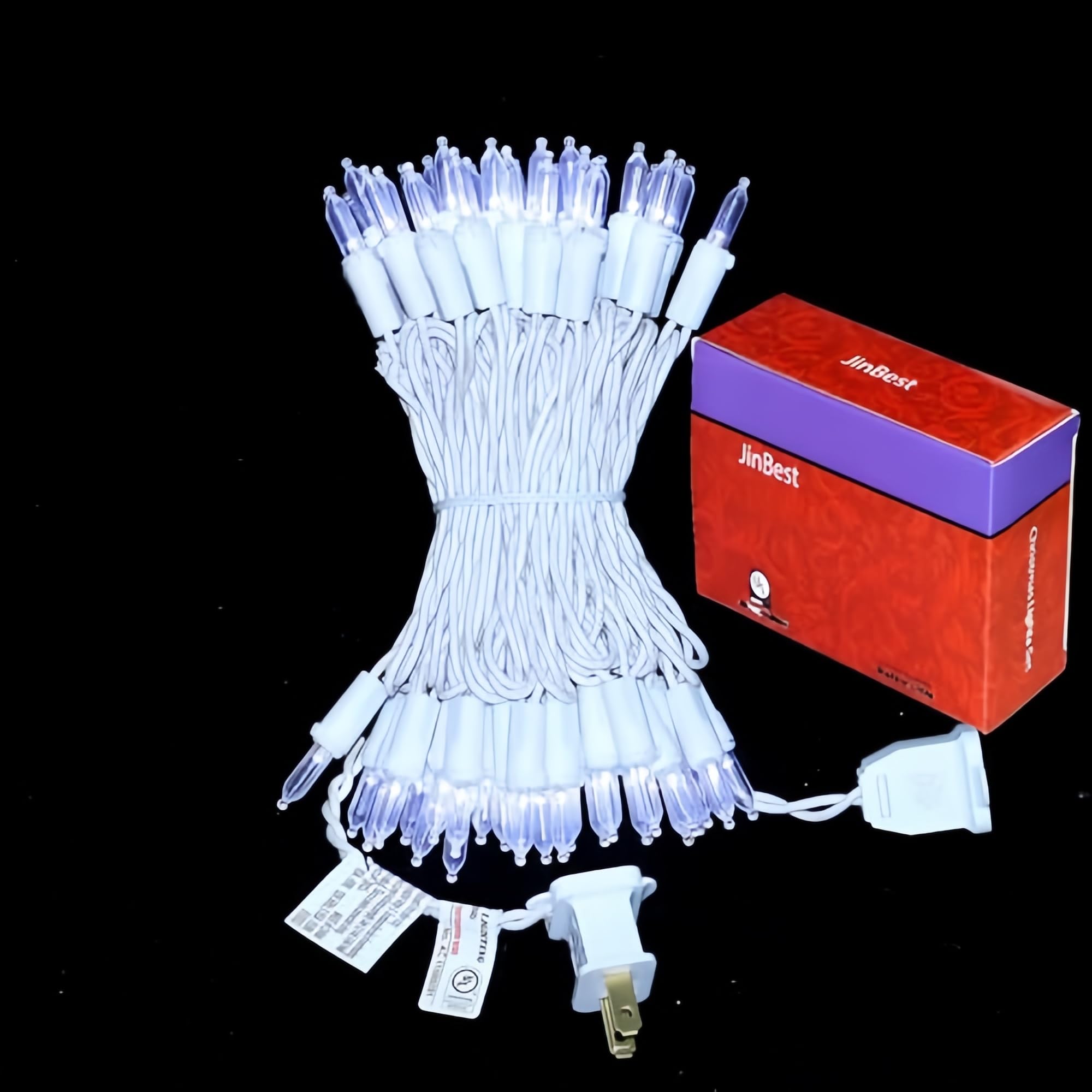 Jinbest 100 Led White Christmas Lights, Ul Certified And Commercial Grade White Wire String Lights 35 Ft, For Indoor And Outdoor